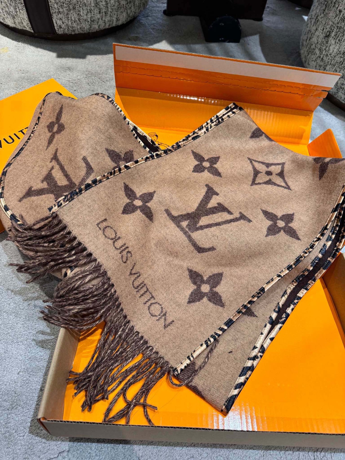 SCARF 196 CM IN COFFEE BROWN LAMBSWOOL AND CASHMERE 393080 mysite