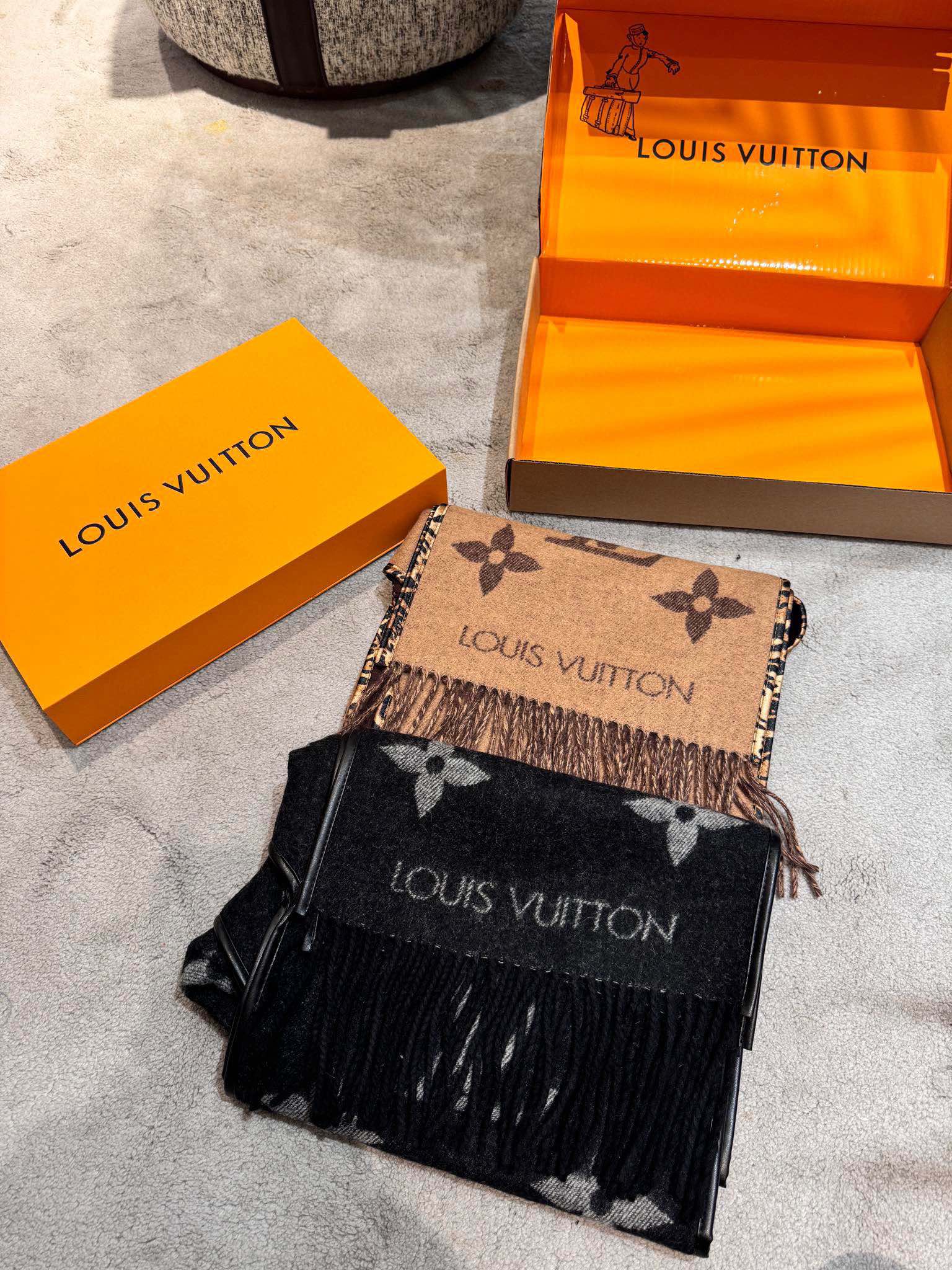 SCARF 196 CM IN COFFEE BROWN LAMBSWOOL AND CASHMERE 393080 mysite