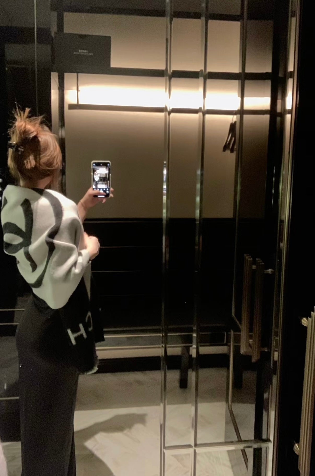 SCARF 200 CM IN BLACK MIX WHITE CASHMERE AND WOOL 401299 mysite