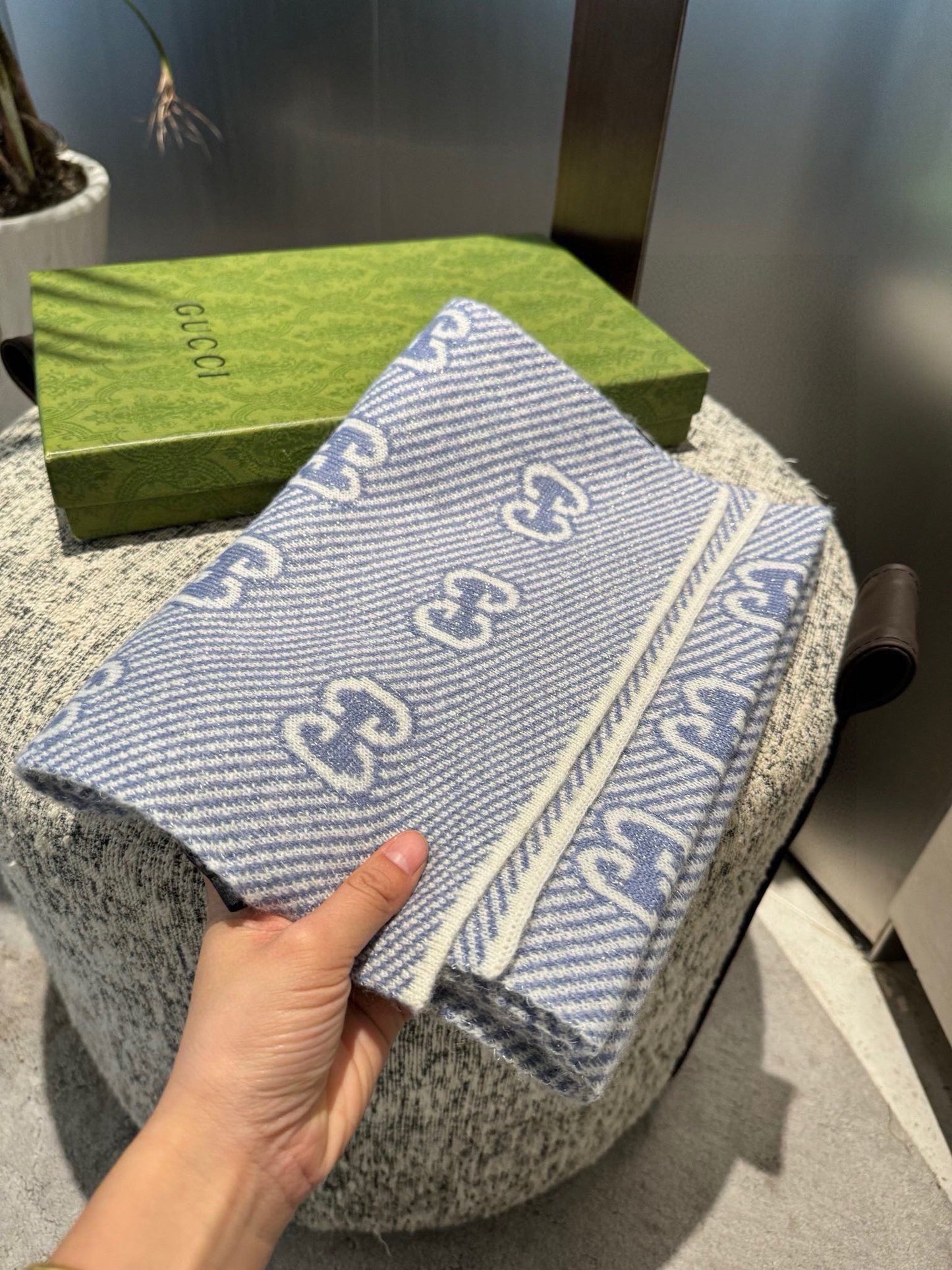 SCARF 180 CM IN ELECTRIC BLUE WOOL 405525 mysite