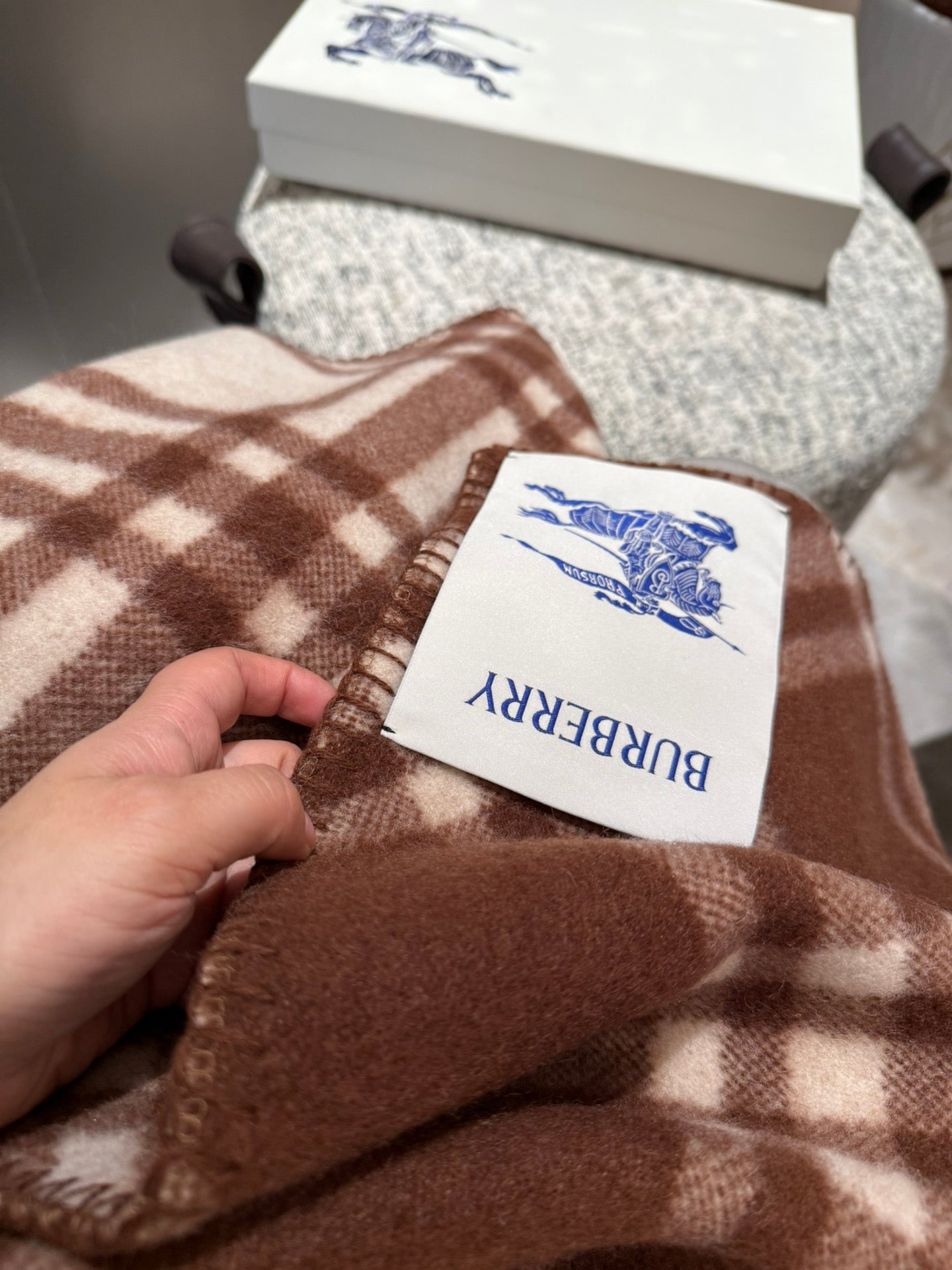 CHECK WOOL SCARF 180 CM CHOCOLATE BROWN 407405 mysite