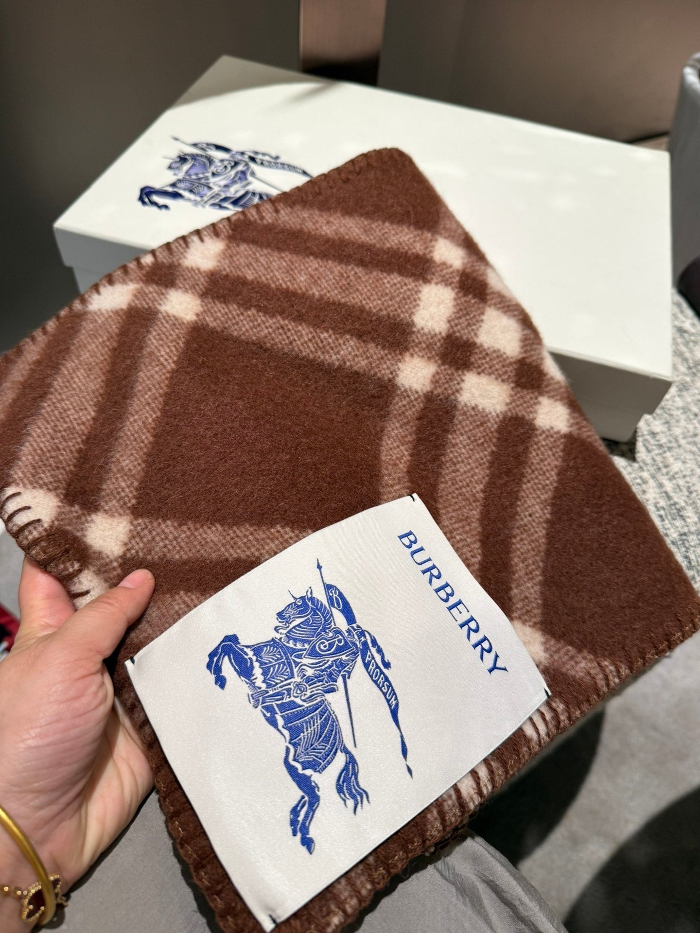 CHECK WOOL SCARF 180 CM CHOCOLATE BROWN 407405 mysite