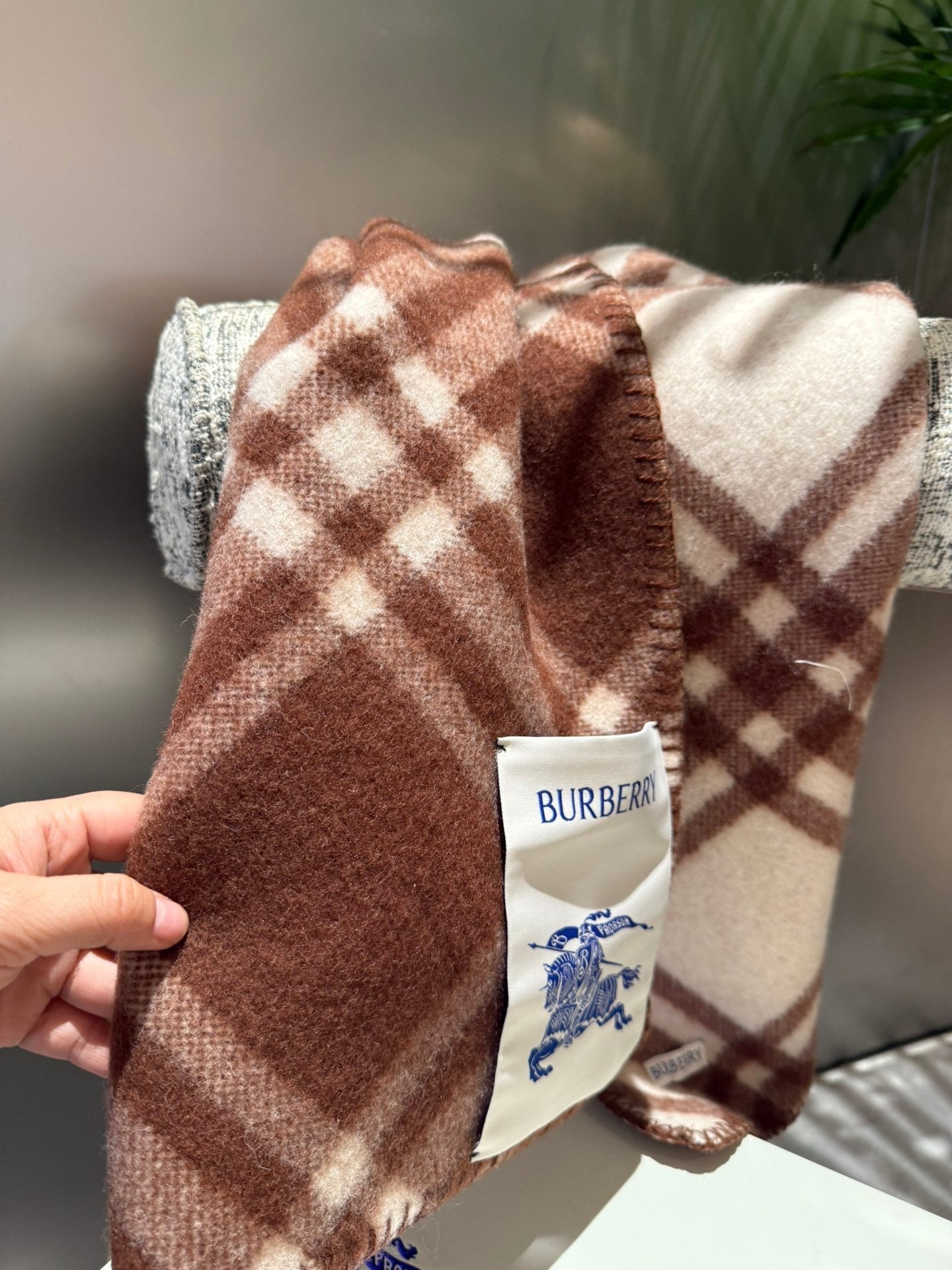 CHECK WOOL SCARF 180 CM CHOCOLATE BROWN 407405 mysite