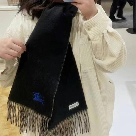 REVERSIBLE SCARF 180 CM IN BROWN MIX BLACK CASHMERE 407412 mysite