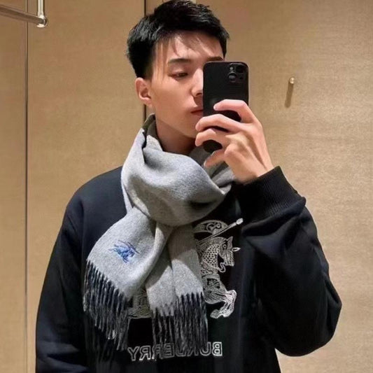 REVERSIBLE SCARF 180 CM IN GRAY CASHMERE 407414 mysite