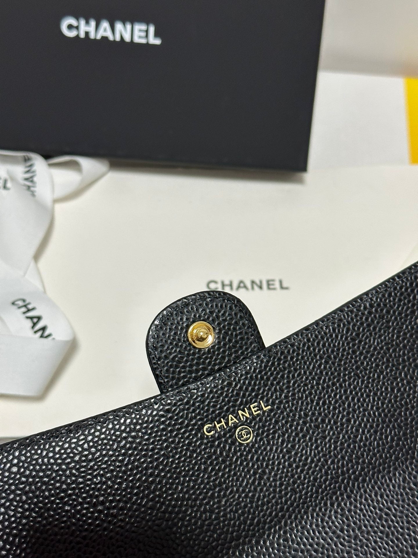 CC Classic Long Flap Wallet Black Quilted Caviar Gold Buckle 243676 mysite