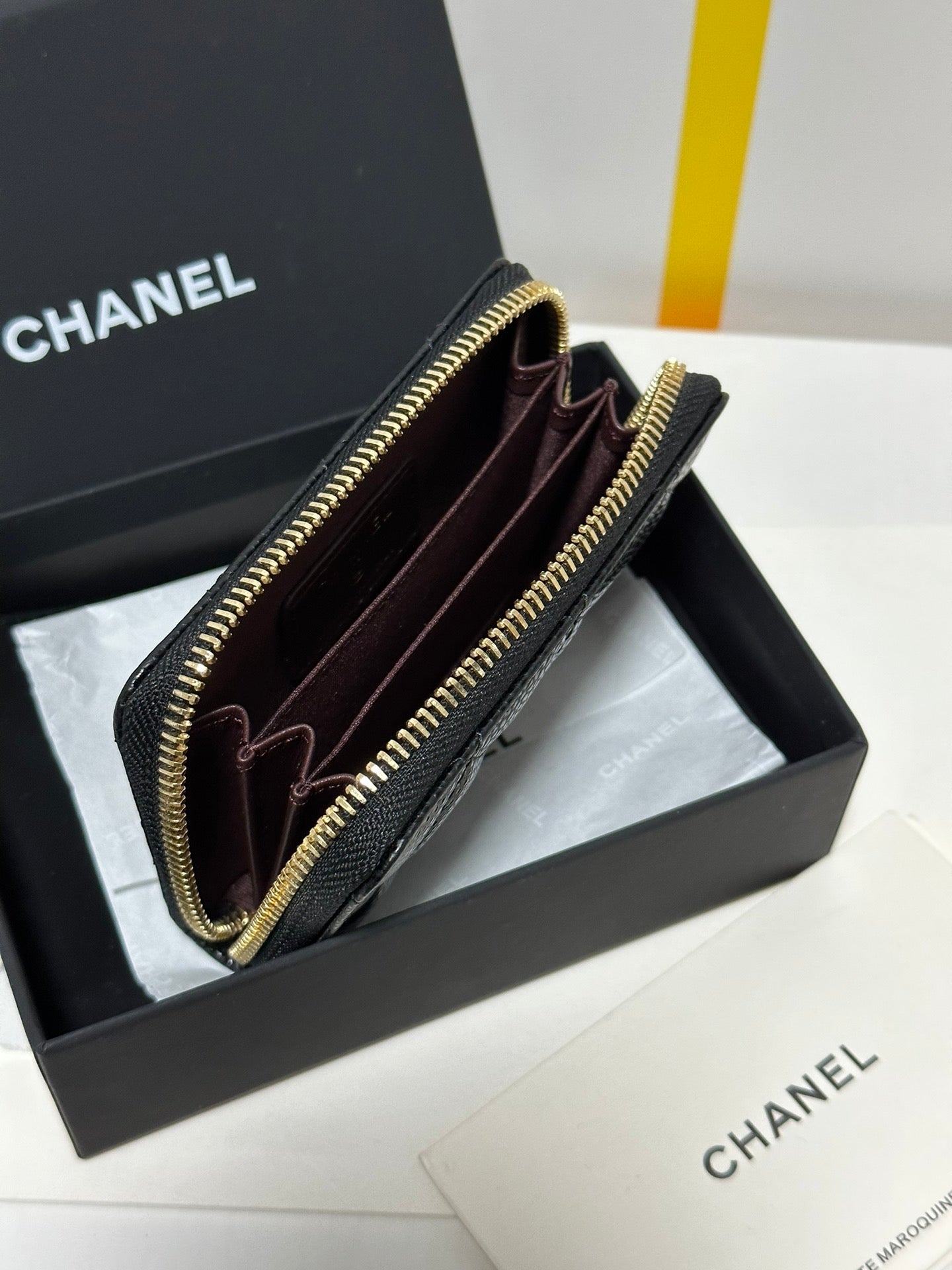 CC Classic Zipped Coin Purse Black Quilted Caviar Gold Buckle 243691 mysite