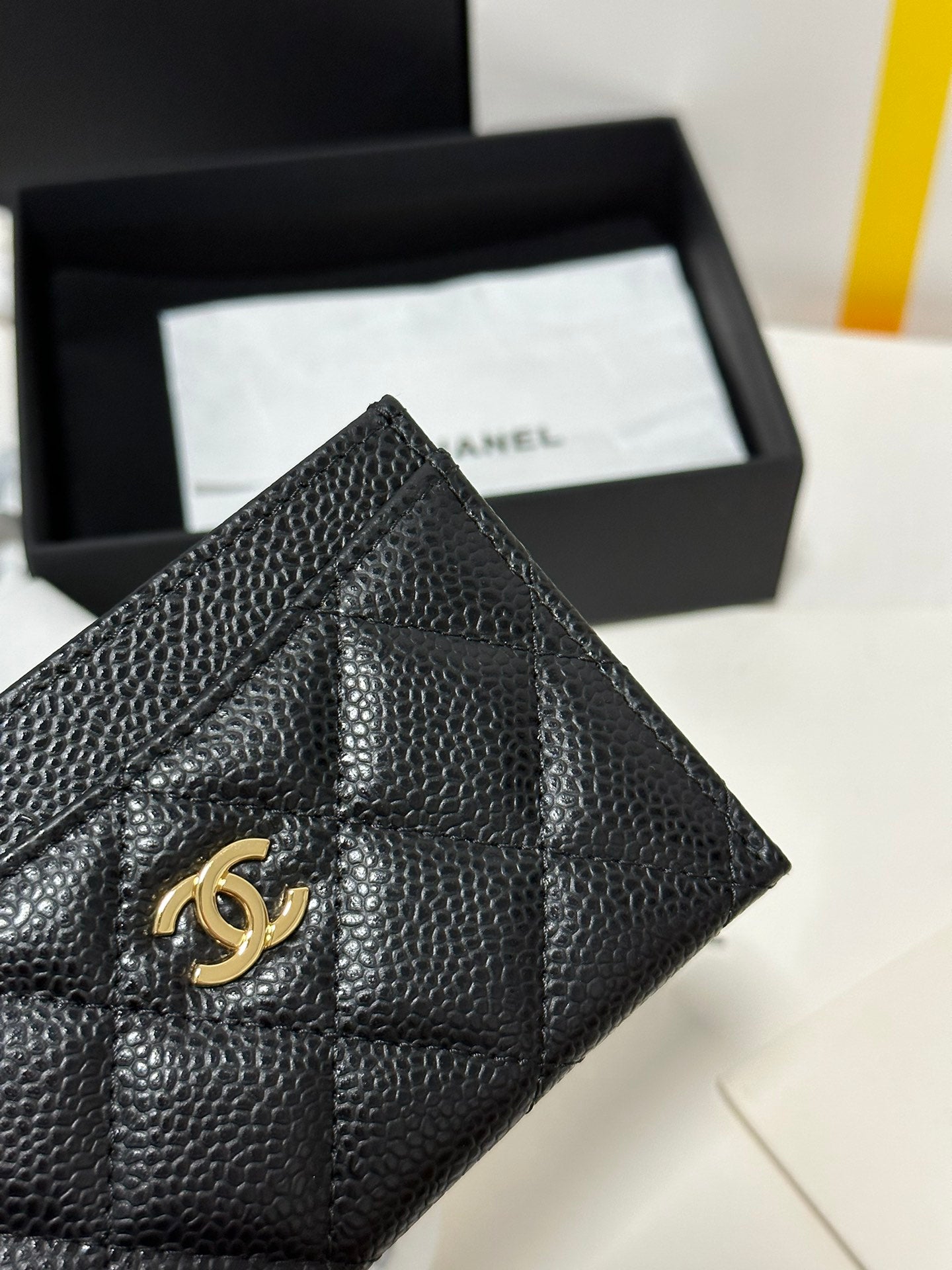 CC Classic Card Holder Black Quilted Caviar Gold Buckle 243696 mysite