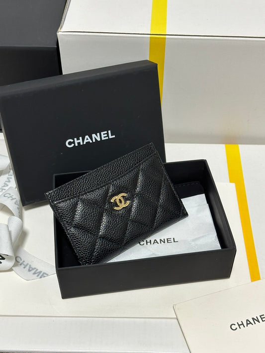 CC Classic Card Holder Black Quilted Caviar Gold Buckle 243696 mysite