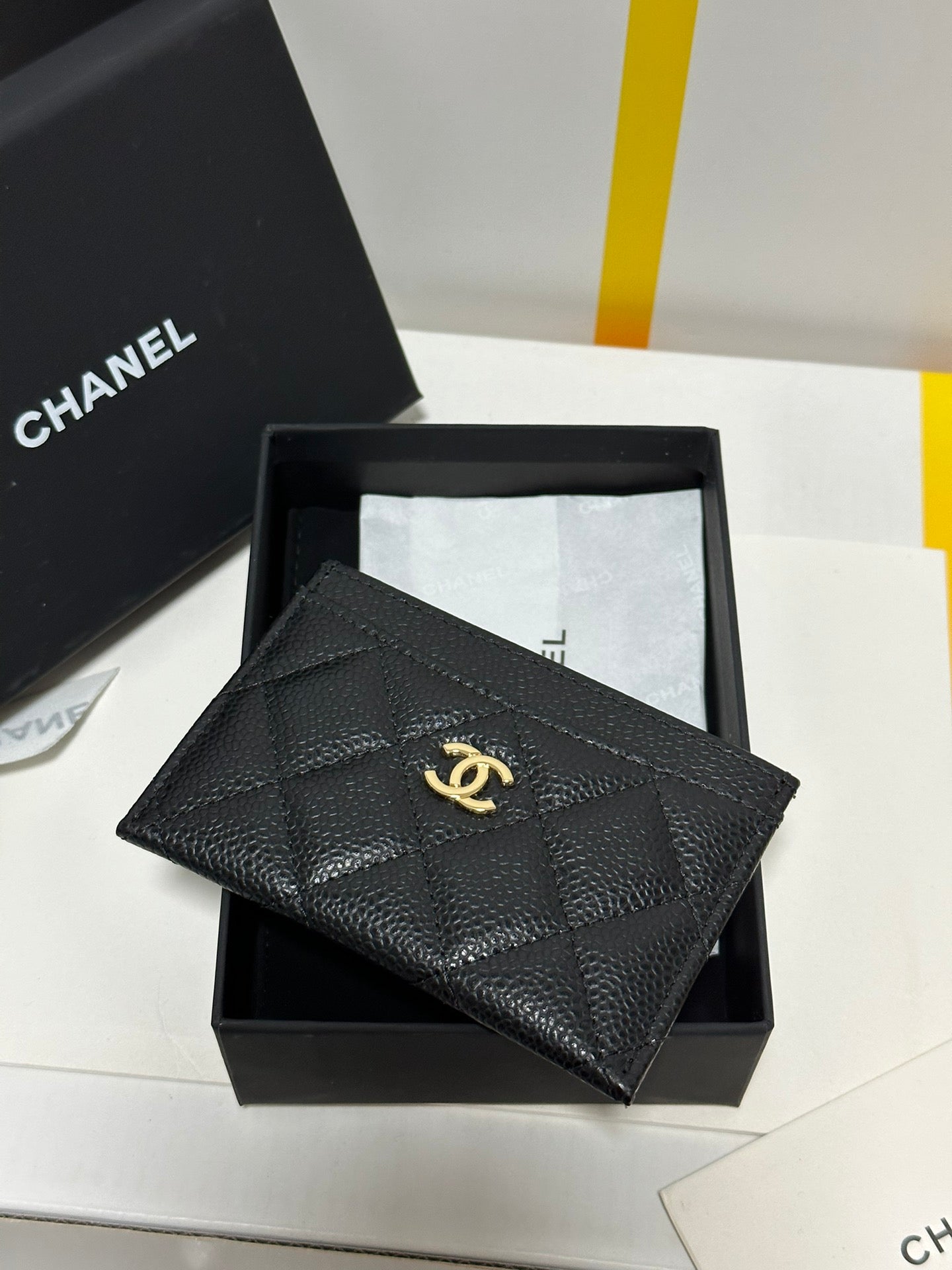 CC Classic Card Holder Black Quilted Caviar Gold Buckle 243696 mysite