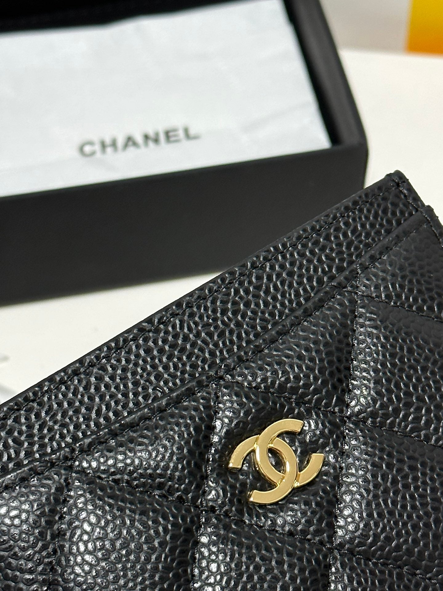 CC Classic Card Holder Black Quilted Caviar Gold Buckle 243696 mysite