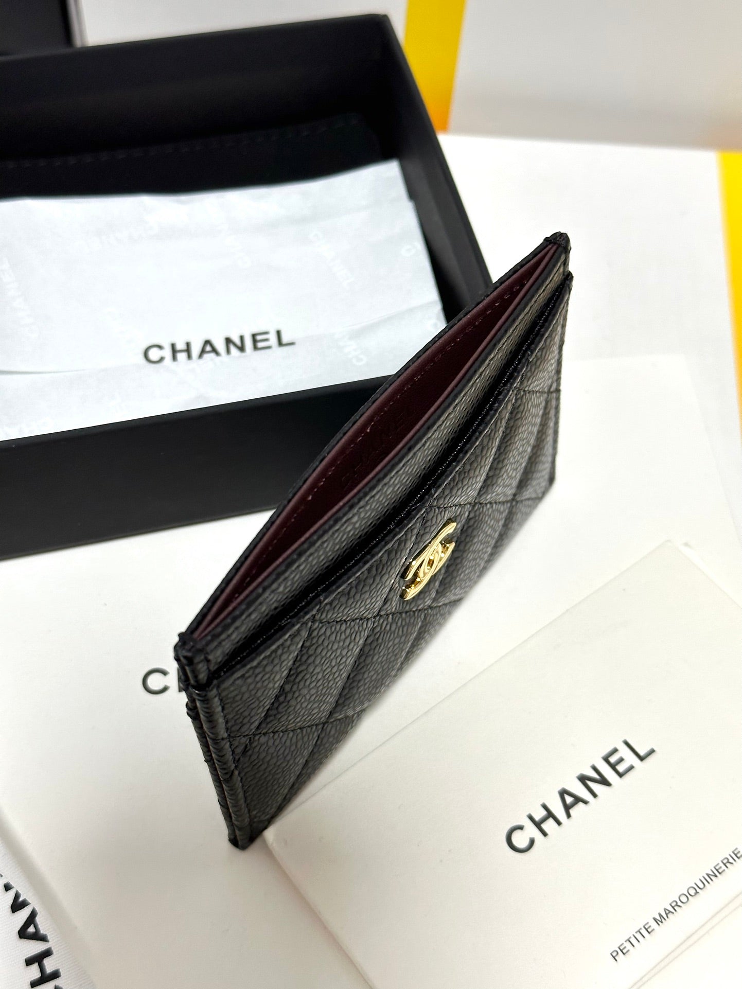 CC Classic Card Holder Black Quilted Caviar Gold Buckle 243696 mysite