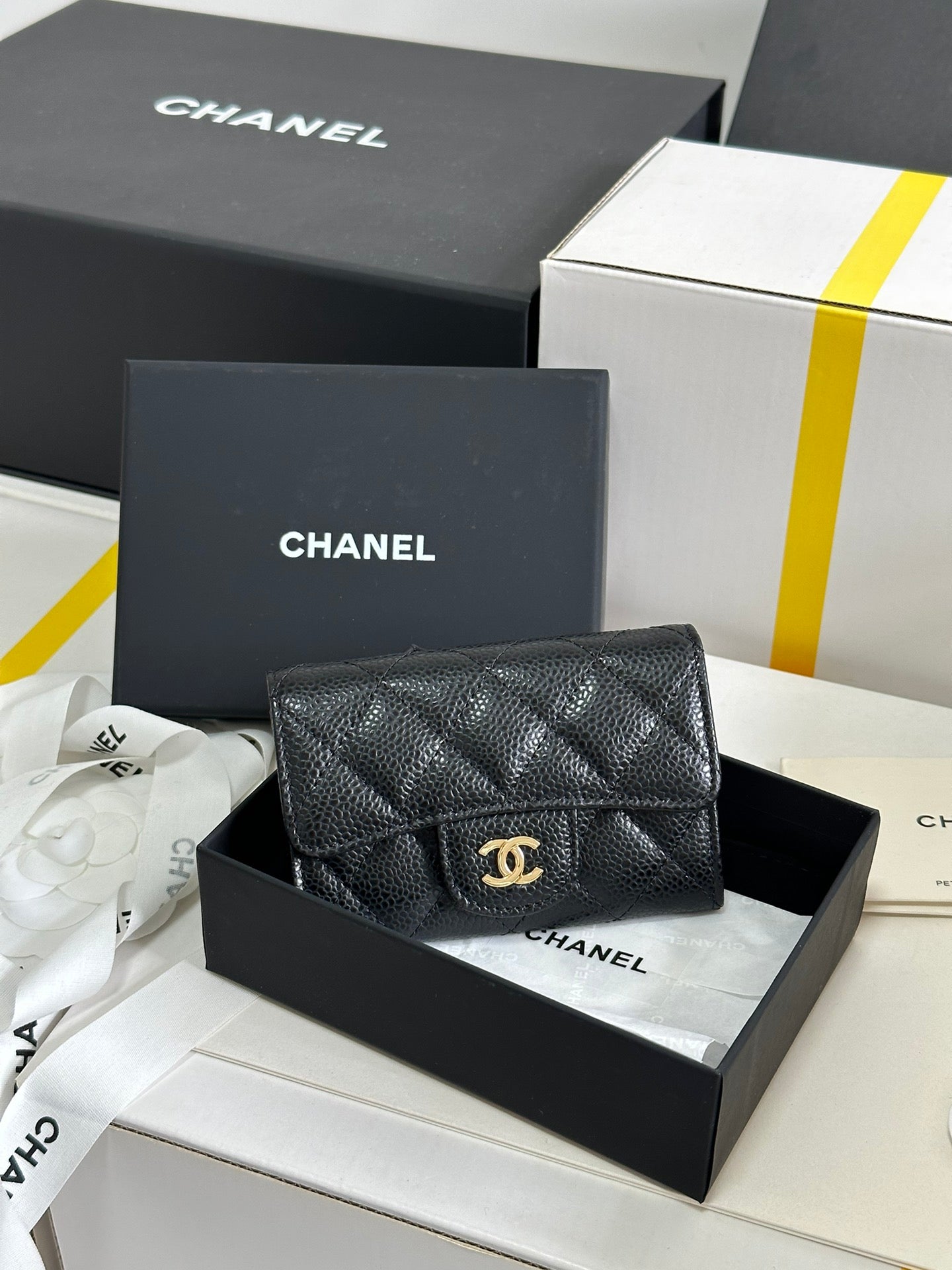 CC Classic Card Holder Black Caviar Cowhide Gold Buckle 243701 mysite