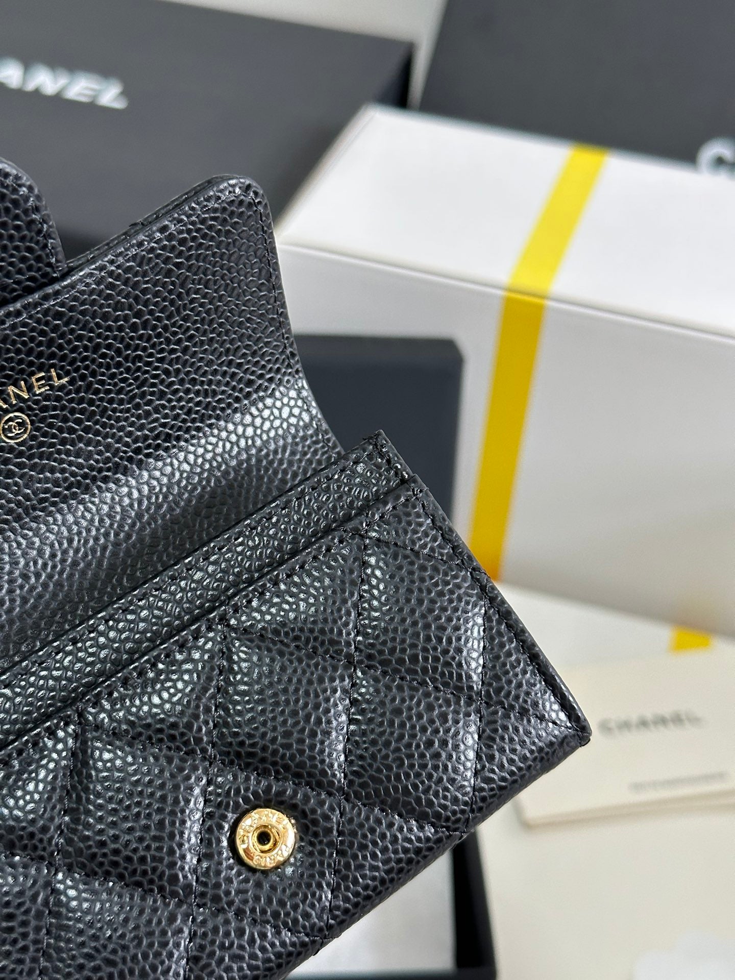 CC Classic Card Holder Black Caviar Cowhide Gold Buckle 243701 mysite