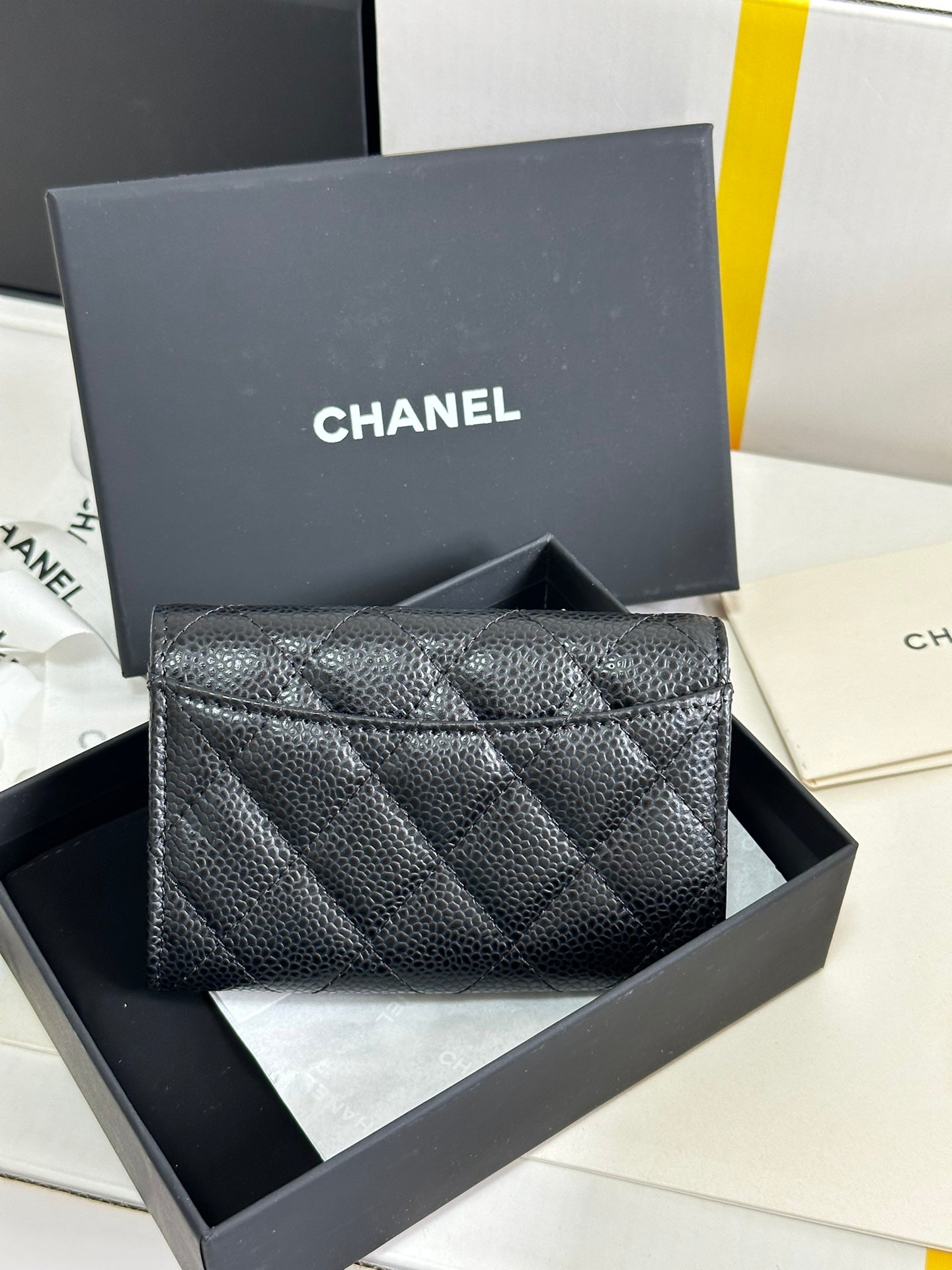 CC Classic Card Holder Black Caviar Cowhide Gold Buckle 243701 mysite