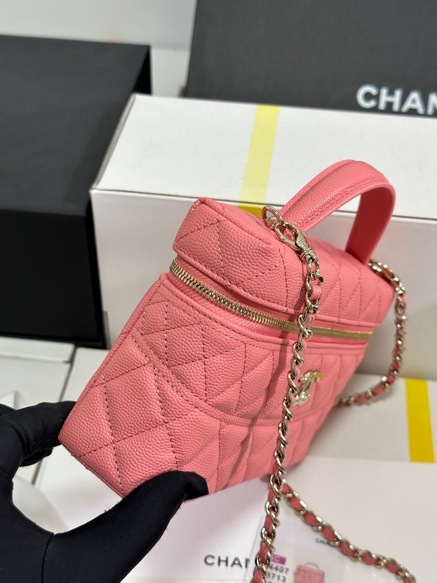 CC 25C Vanity Case 19.5cm Salmon Pink Calfskin Silver Hardware 243635 mysite