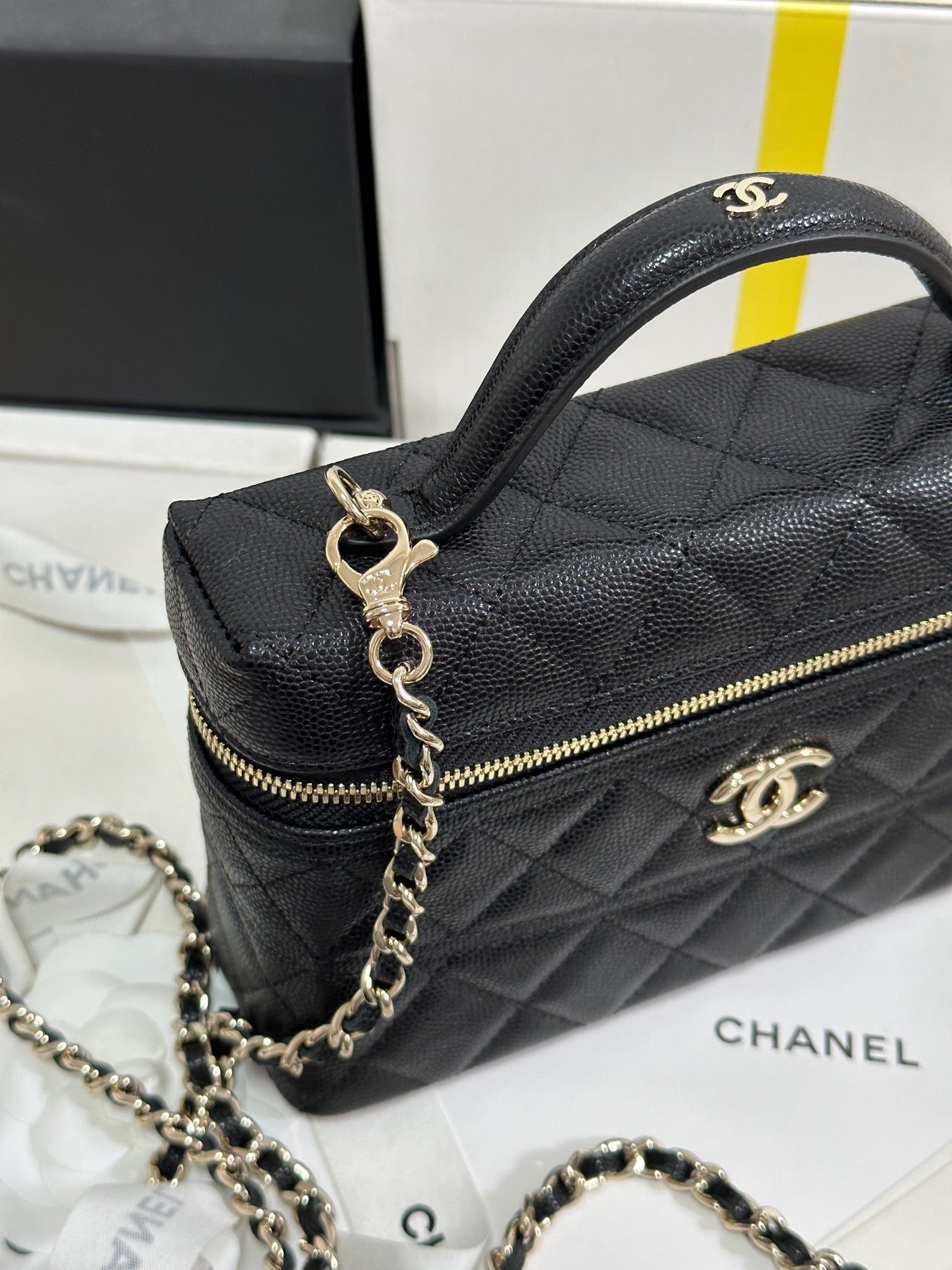 CC 25C Vanity Case 19.5cm Black Calfskin Light GHW 243640 mysite