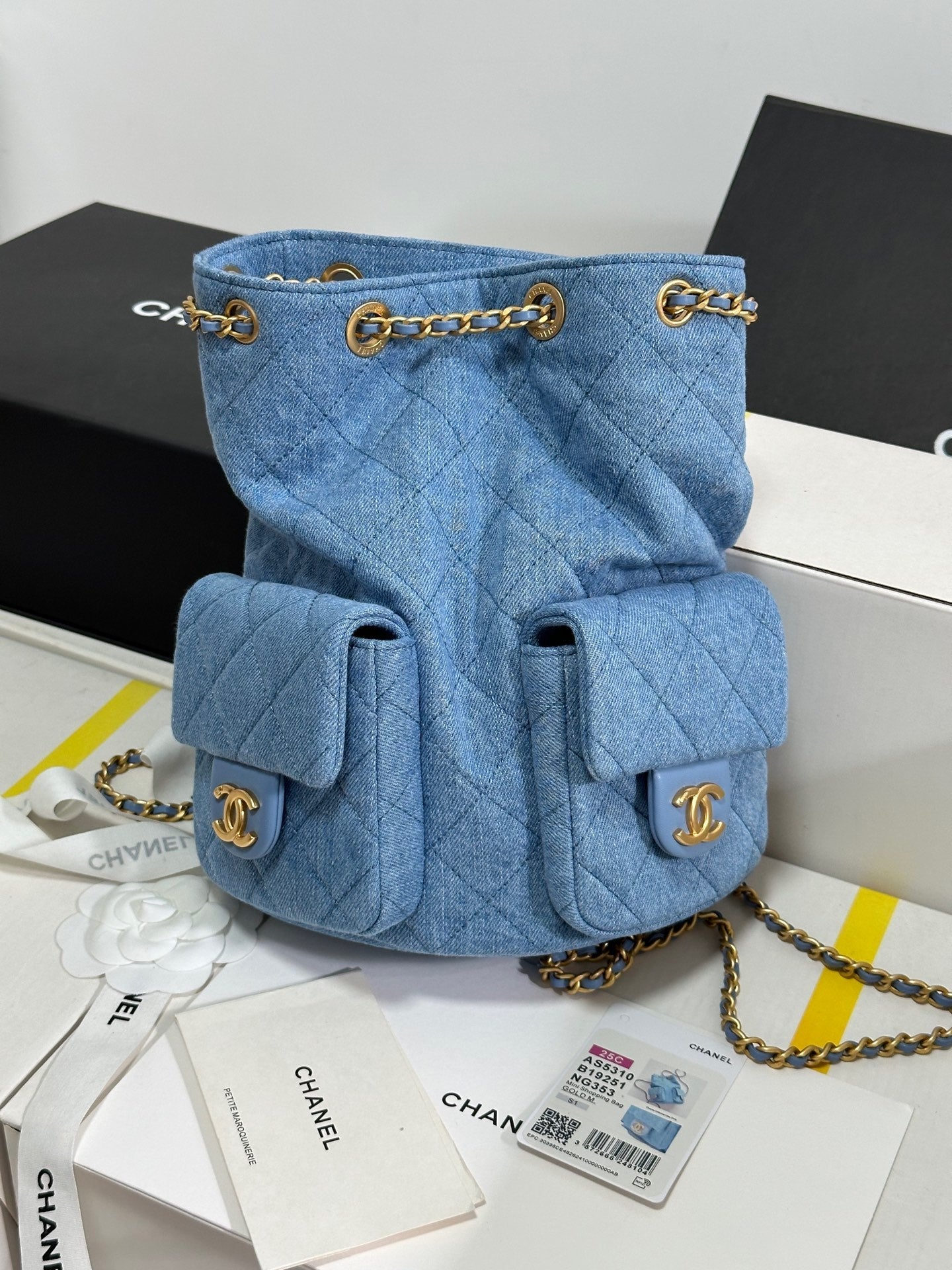 CC 25C Backpack 24.3cm Demin Blue Washed denim Gold Hardware 243645 mysite