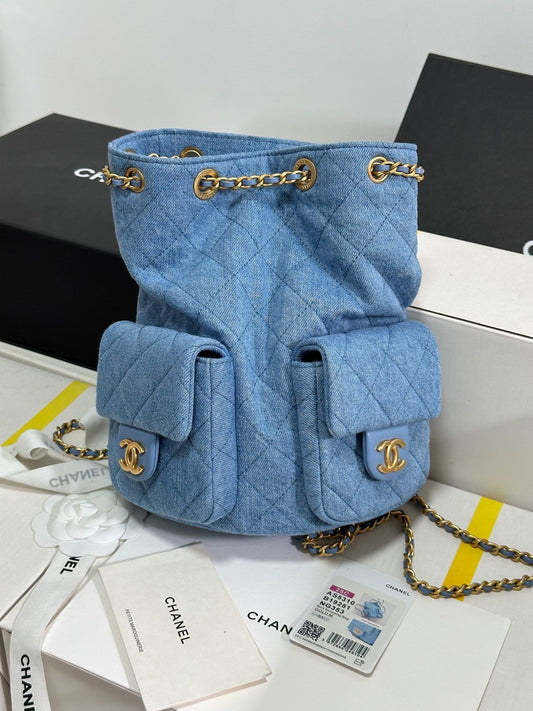 CC 25C Backpack 24.3cm Demin Blue Washed denim Gold Hardware 243645 mysite