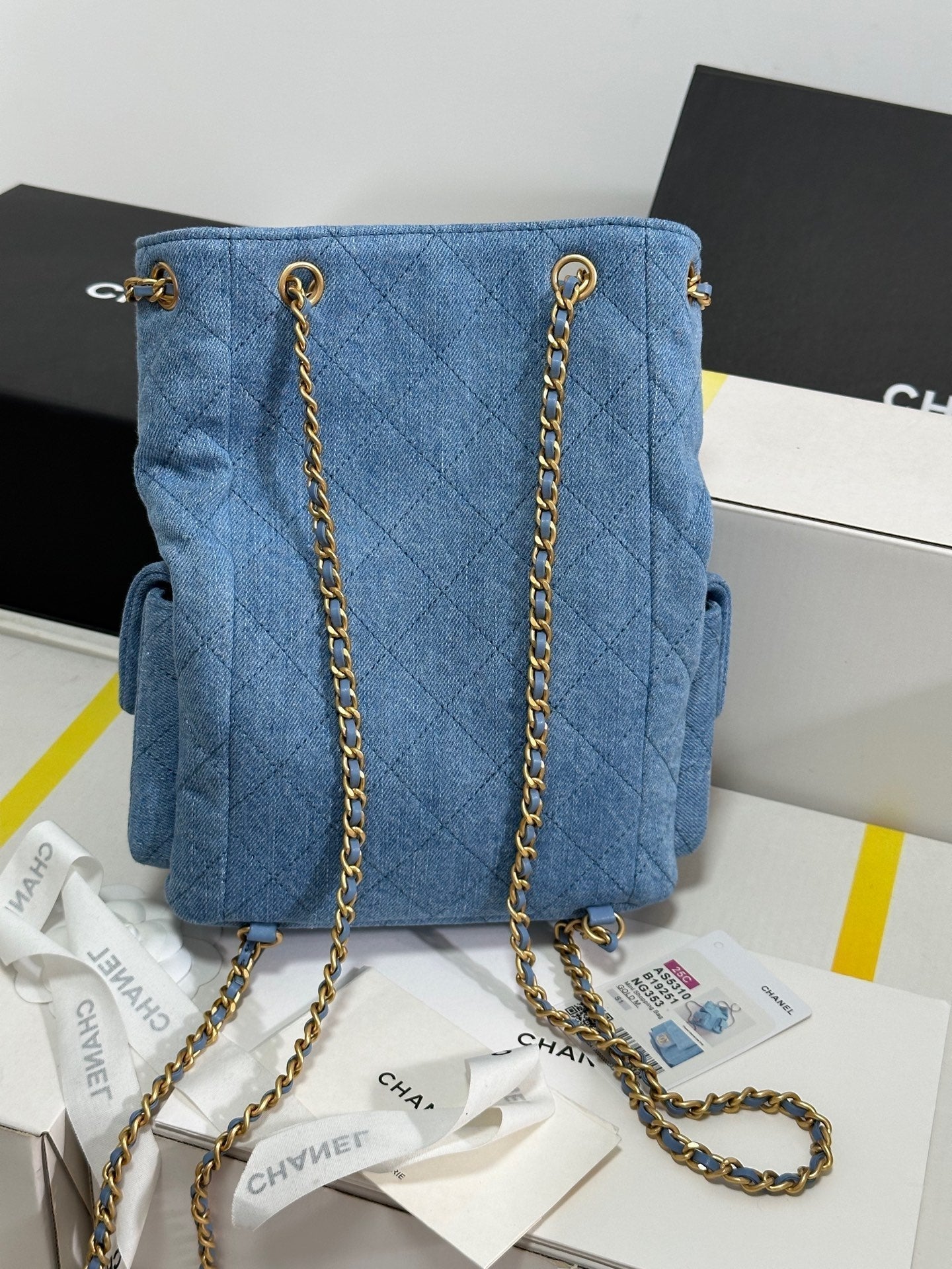 CC 25C Backpack 24.3cm Demin Blue Washed denim Gold Hardware 243645 mysite