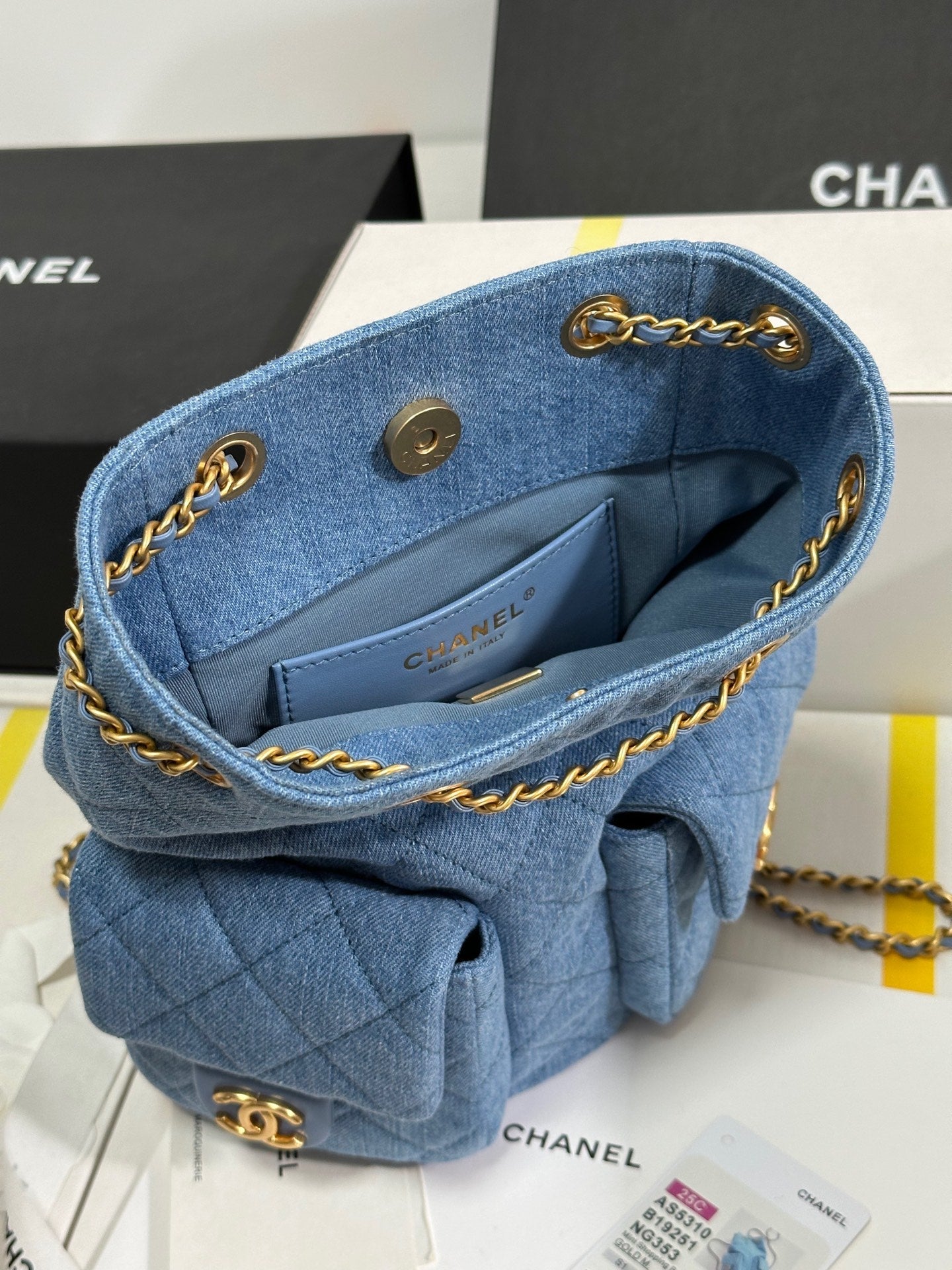 CC 25C Backpack 24.3cm Demin Blue Washed denim Gold Hardware 243645 mysite