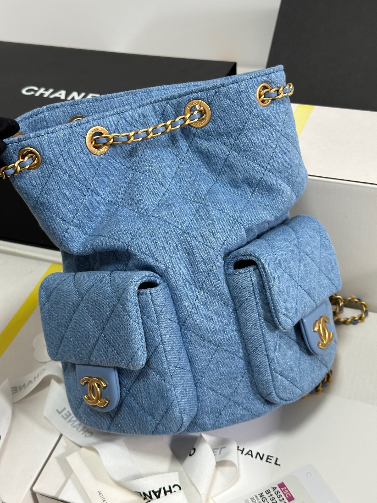 CC 25C Backpack 24.3cm Demin Blue Washed denim Gold Hardware 243645 mysite