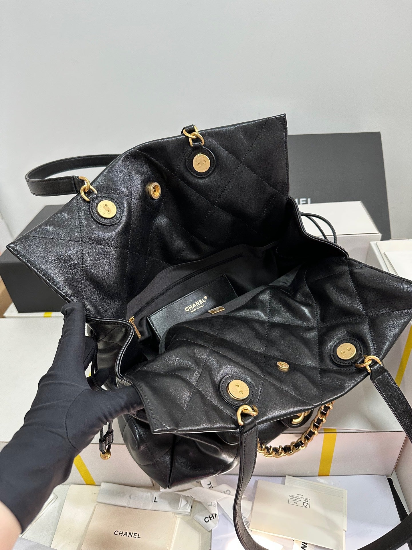 CC 25C Drawstring Backpack Black Lambskin Gold Hardware 243655 mysite