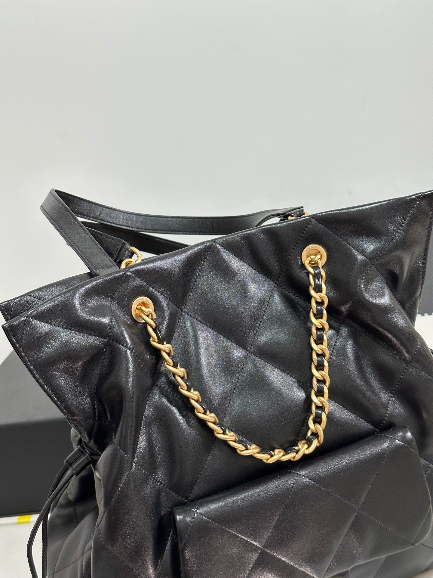 CC 25C Drawstring Backpack Black Lambskin Gold Hardware 243655 mysite