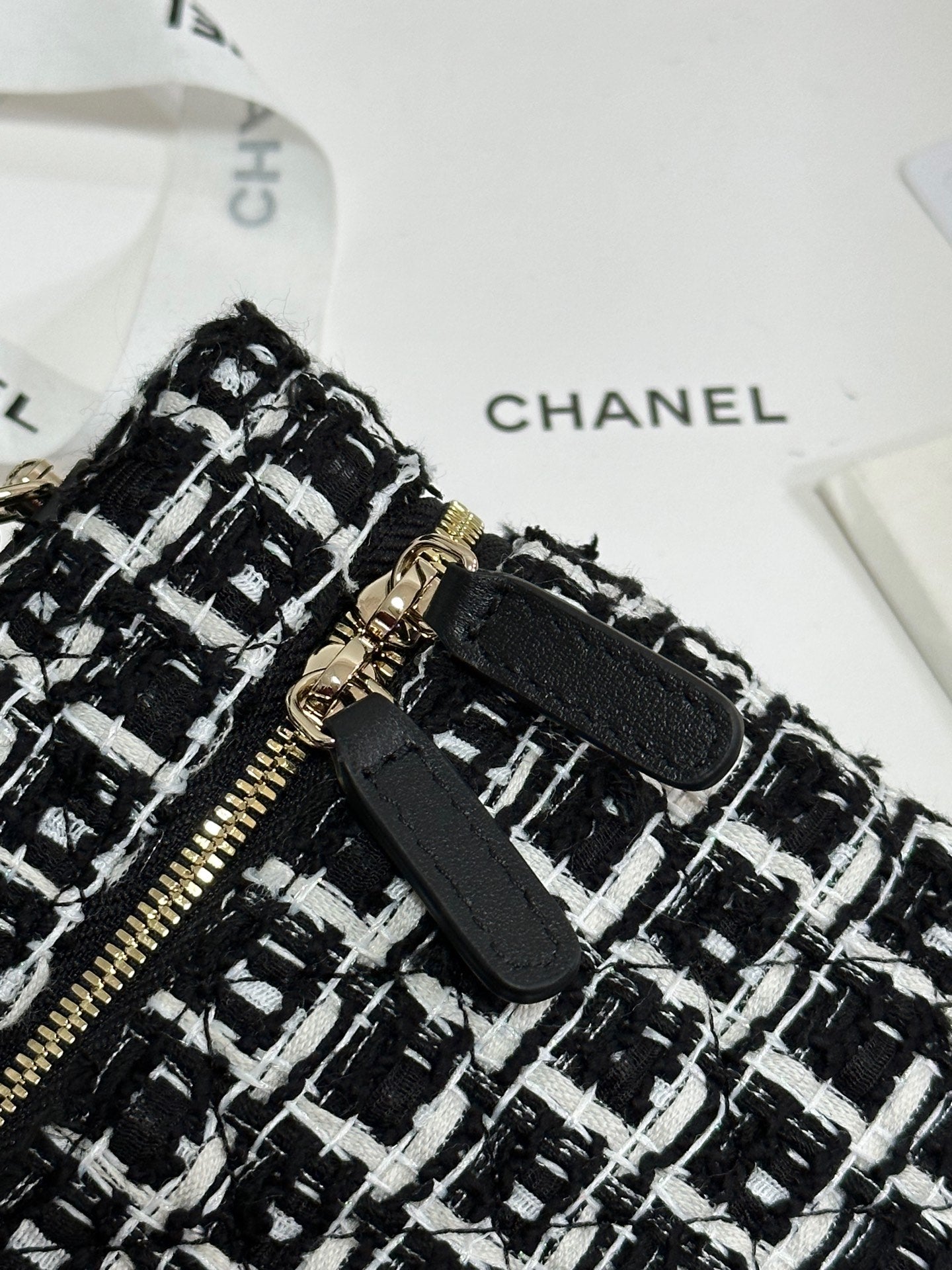 CC 25C Vanity Case Black White Tweed Light Gold Hardware 243667 mysite