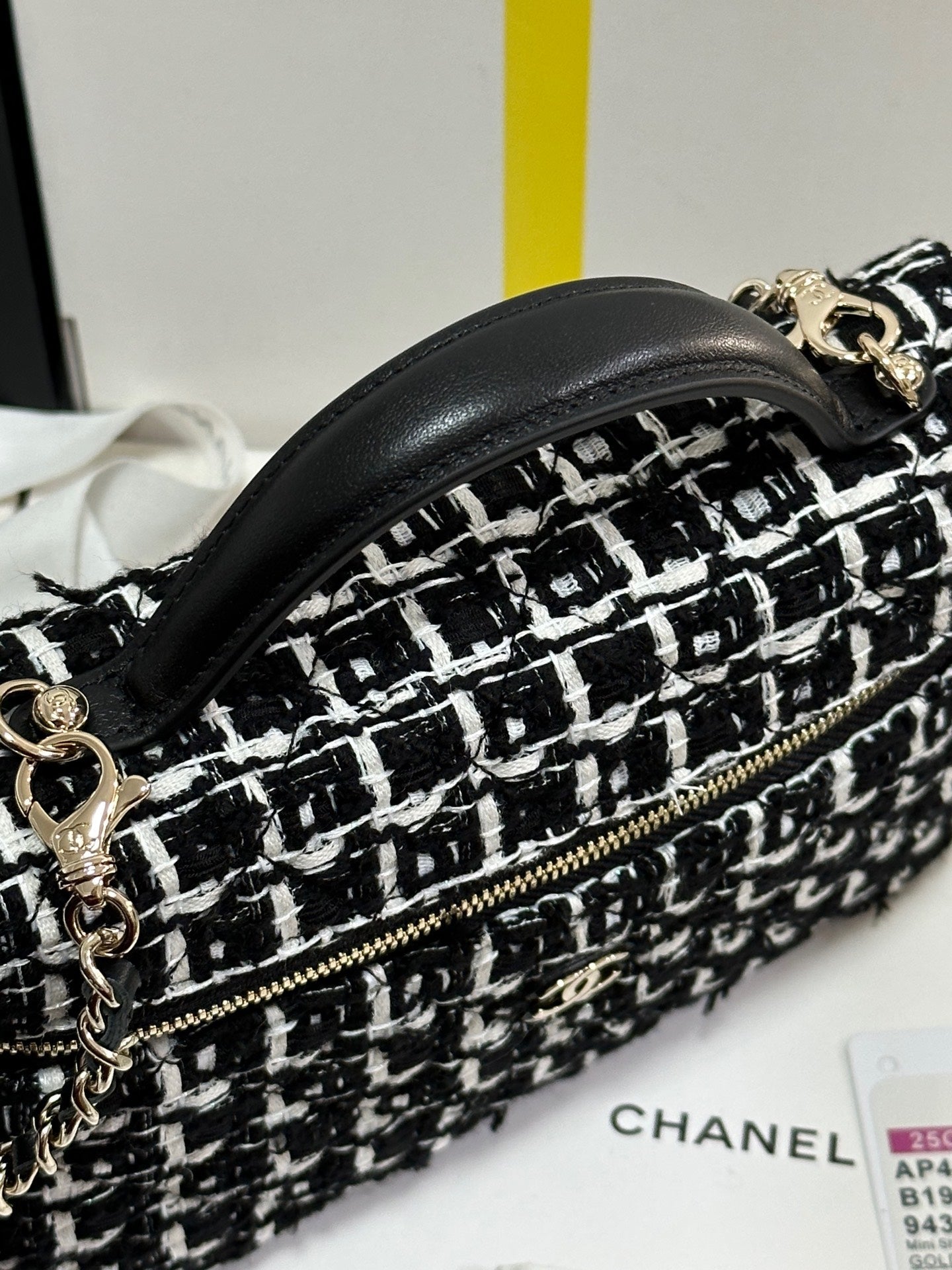 CC 25C Vanity Case Black White Tweed Light Gold Hardware 243667 mysite