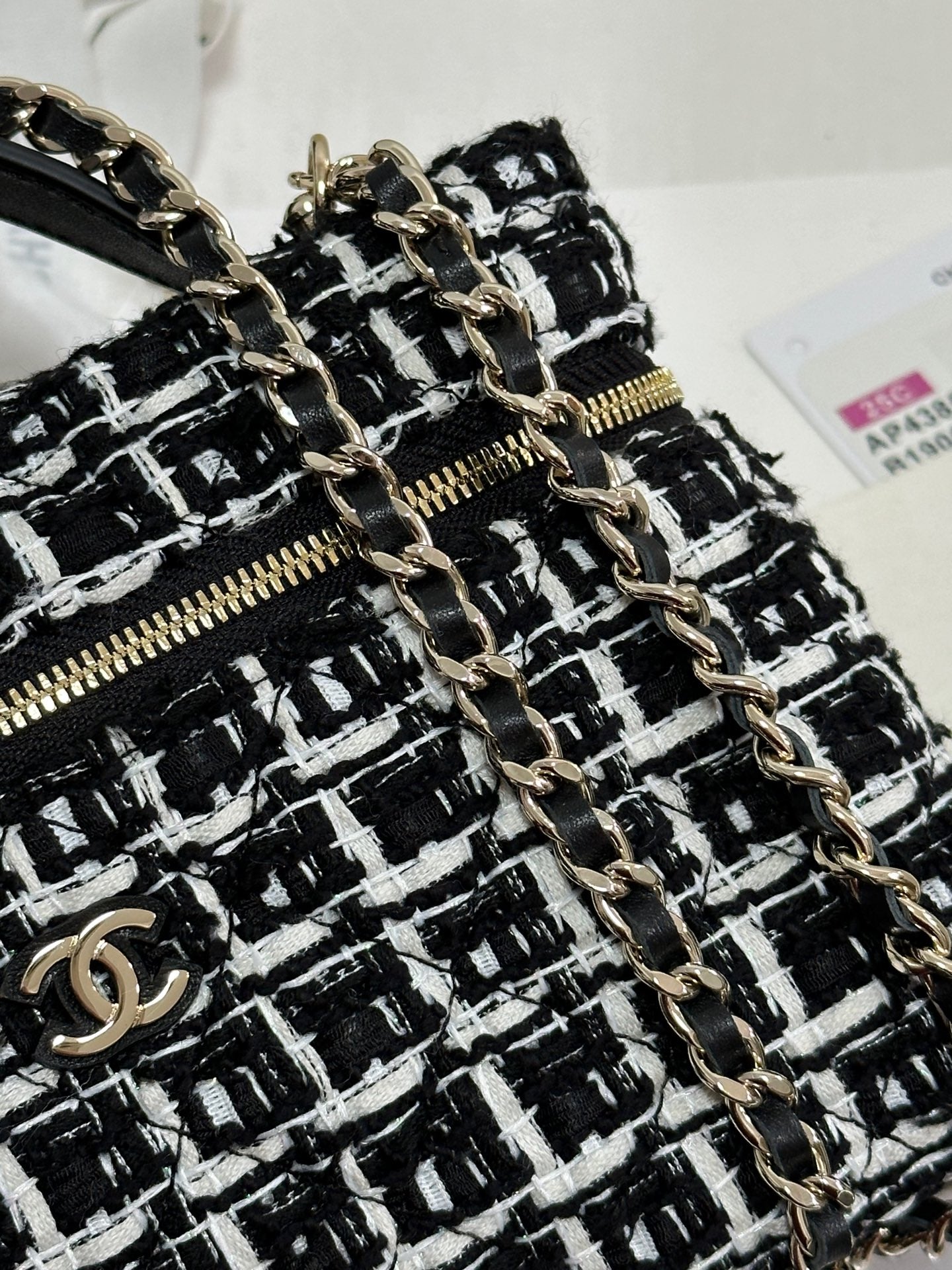 CC 25C Vanity Case Black White Tweed Light Gold Hardware 243667 mysite