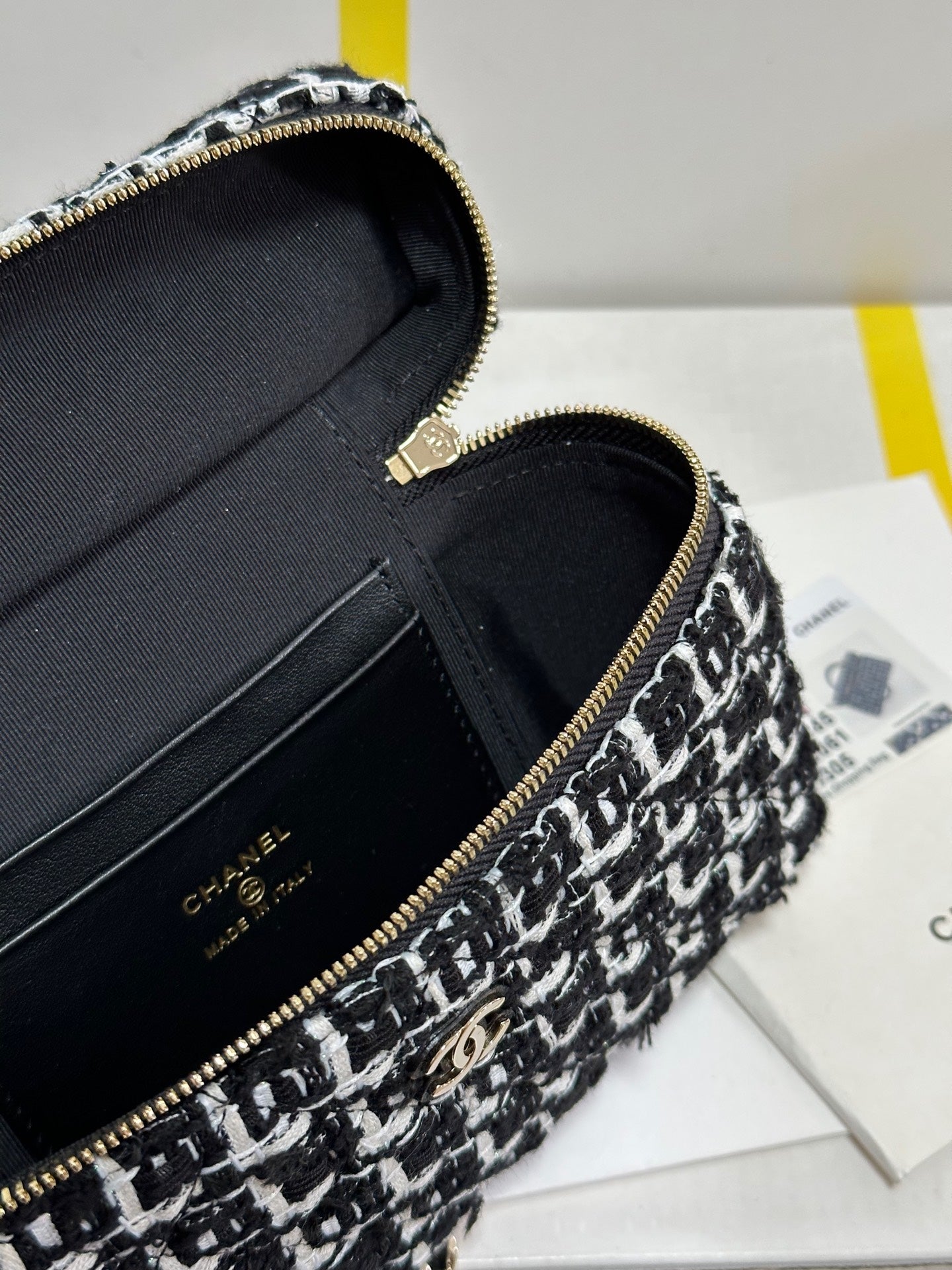 CC 25C Vanity Case Black White Tweed Light Gold Hardware 243667 mysite
