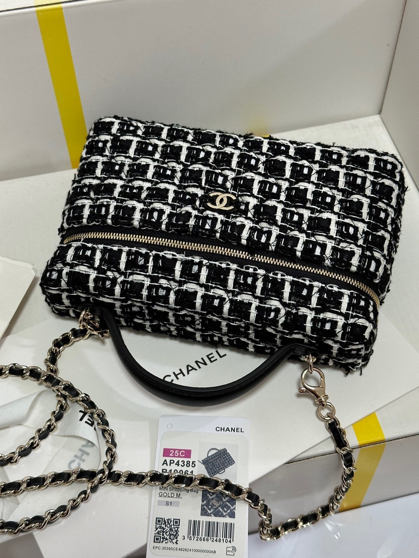 CC 25C Vanity Case Black White Tweed Light Gold Hardware 243667 mysite