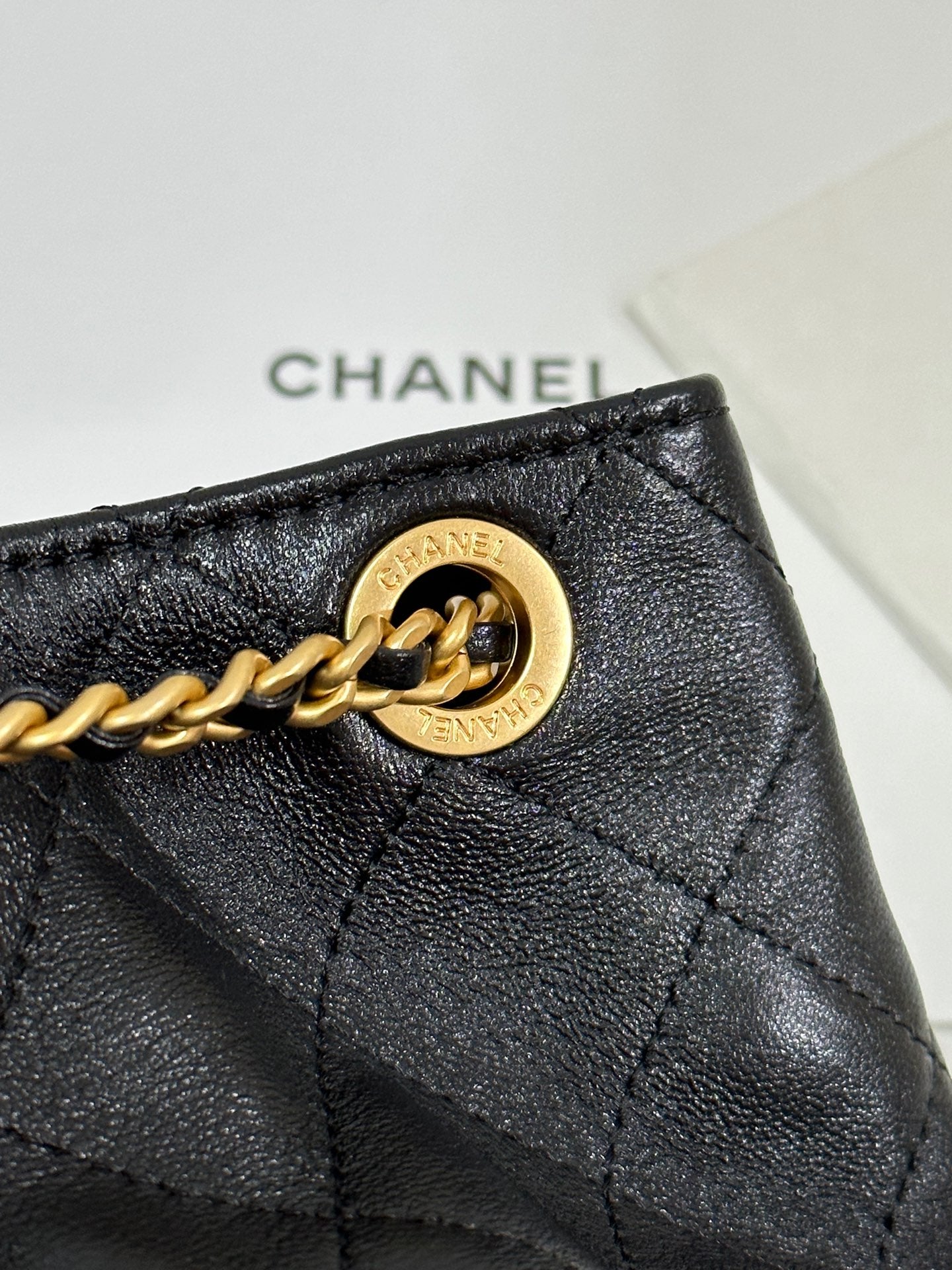 CC 25C Backpack 24.3cm Black Genuine Lambskin Gold Hardware243672 mysite