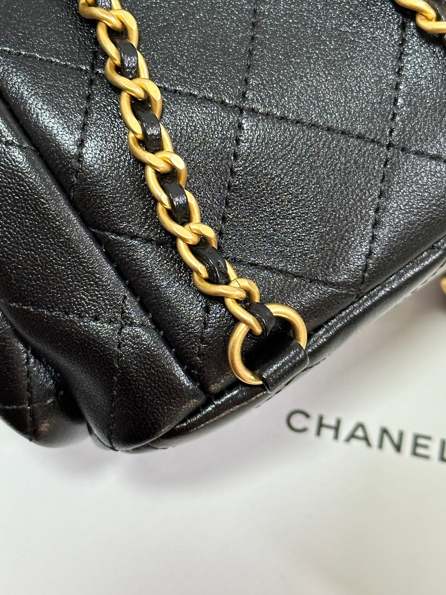 CC 25C Backpack 24.3cm Black Genuine Lambskin Gold Hardware243672 mysite