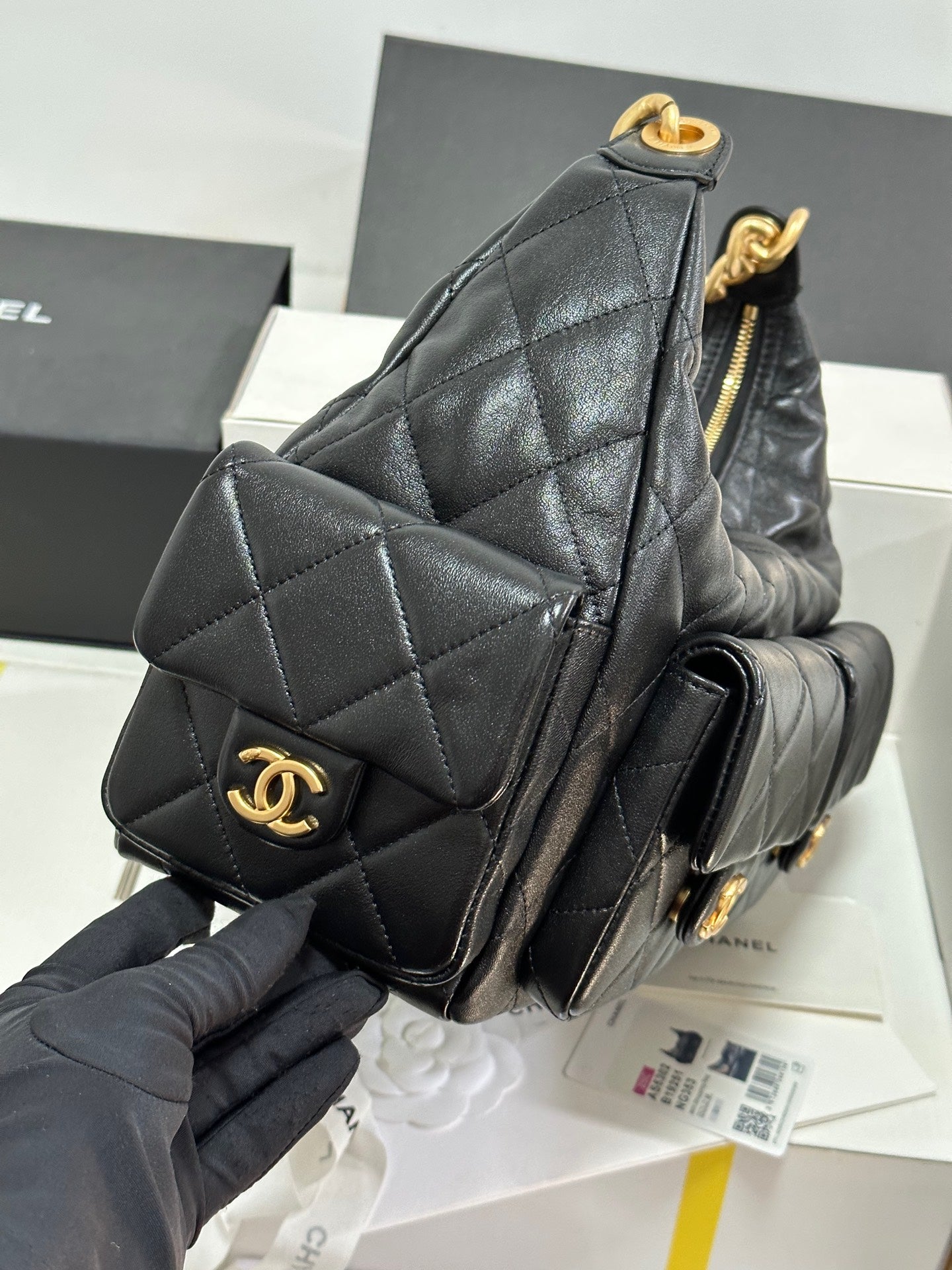 CC 25C Hobo 35cm Black Lambskin Gold Hardware 243536 mysite