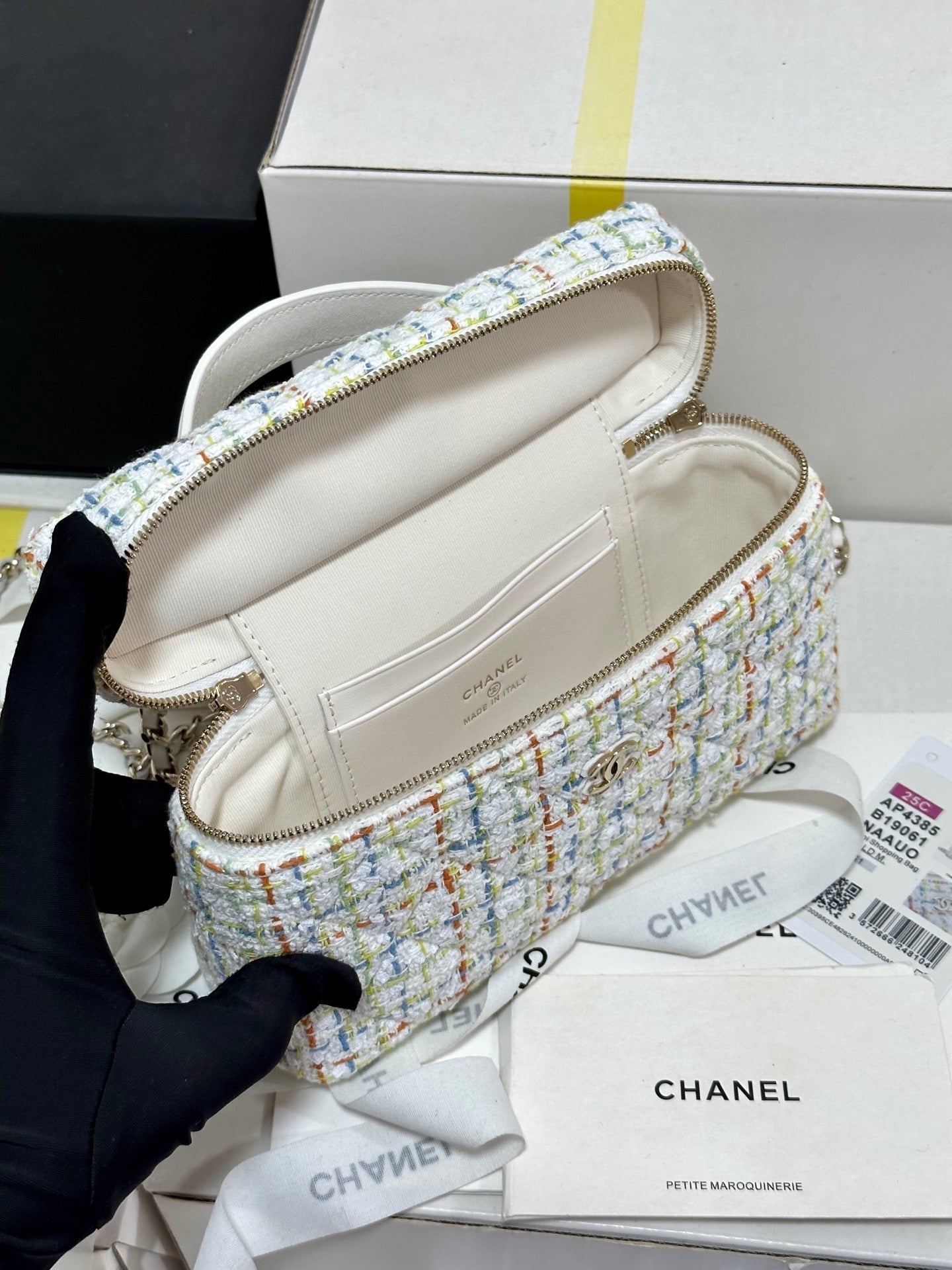 CC 25C Vanity Case 19.5cm Multicolor Tweed Light Gold Hardware mysite