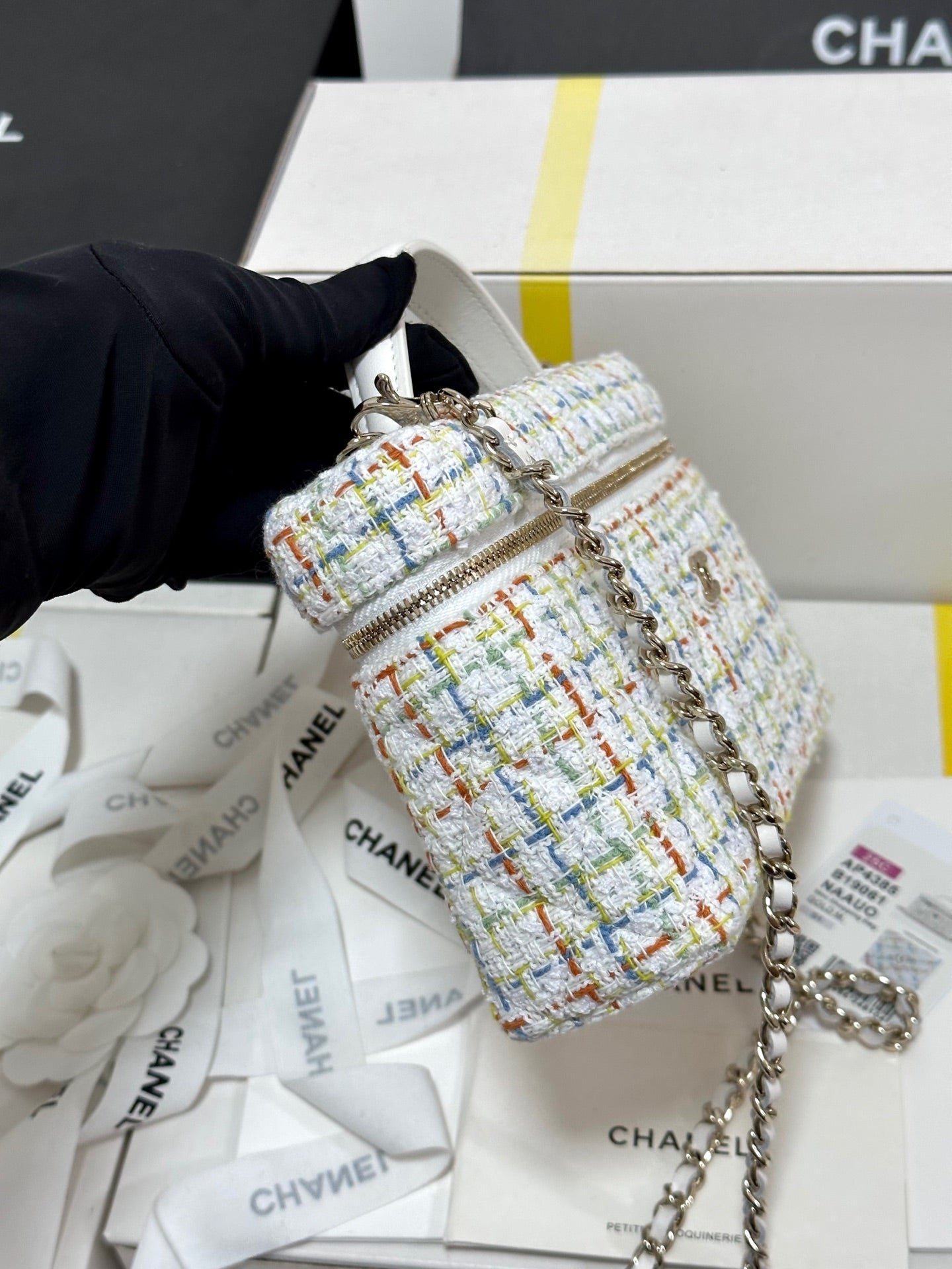 CC 25C Vanity Case 19.5cm Multicolor Tweed Light Gold Hardware mysite