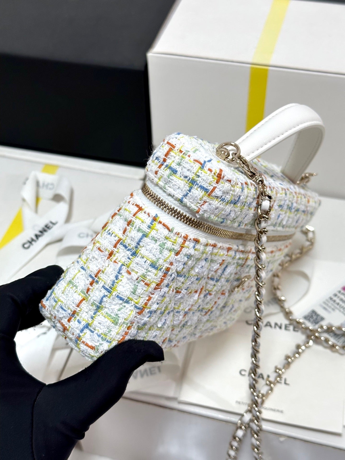 CC 25C Vanity Case 19.5cm Multicolor Tweed Light Gold Hardware mysite