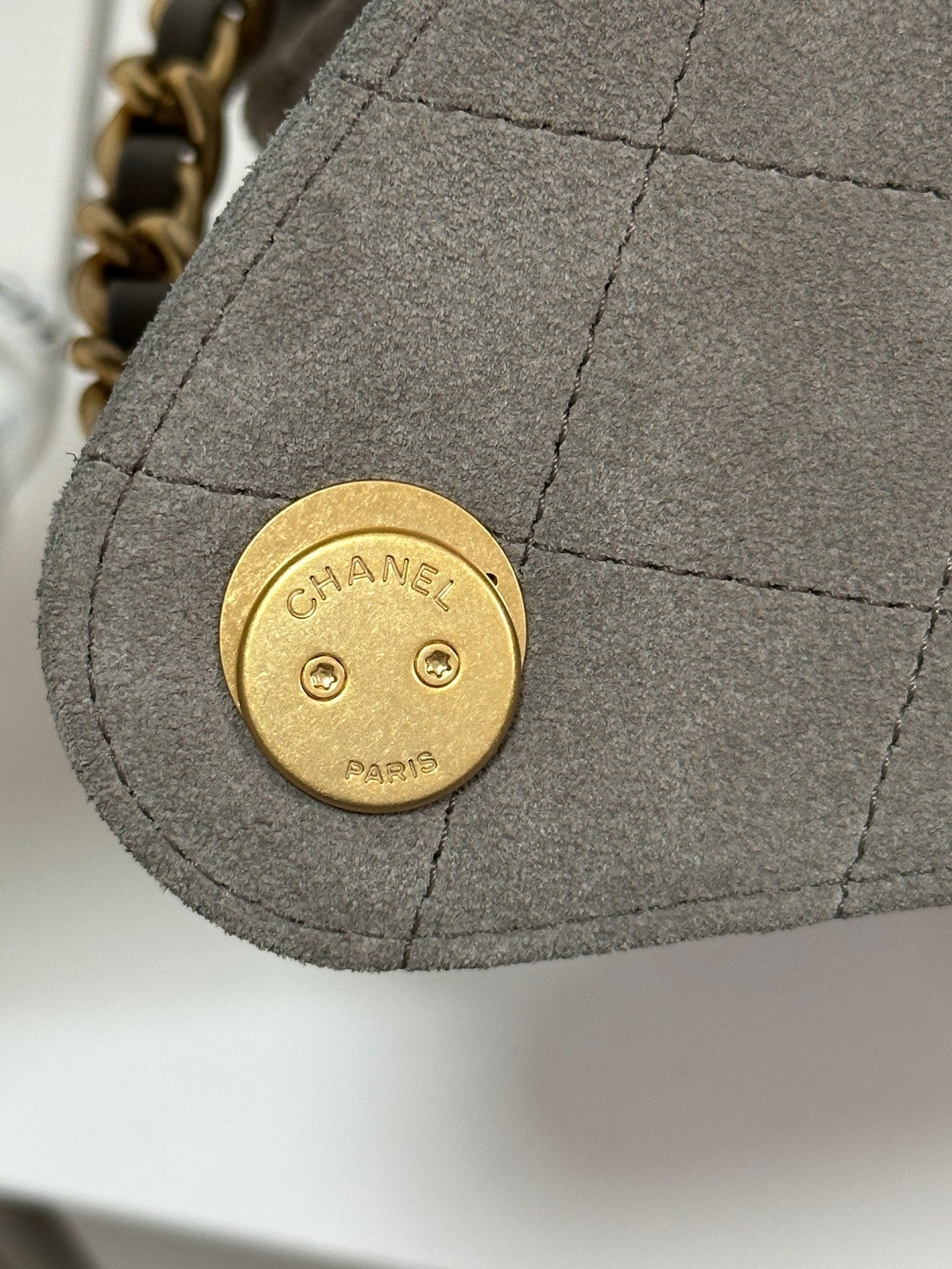 CC 25C Hobo Bags 30cm Warm Grey Suede 243557 mysite