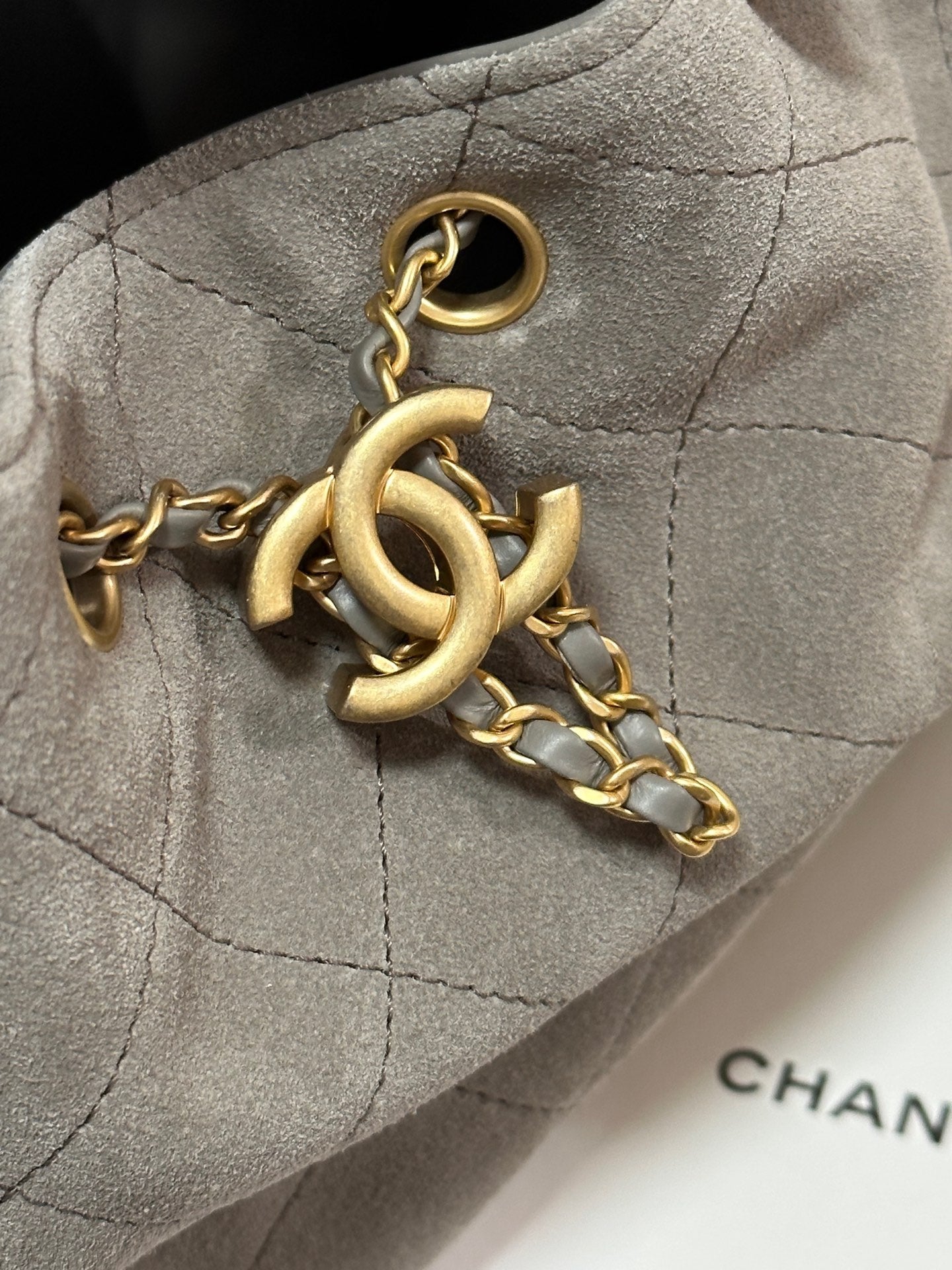 CC 25C Hobo Bags 30cm Warm Grey Suede 243557 mysite