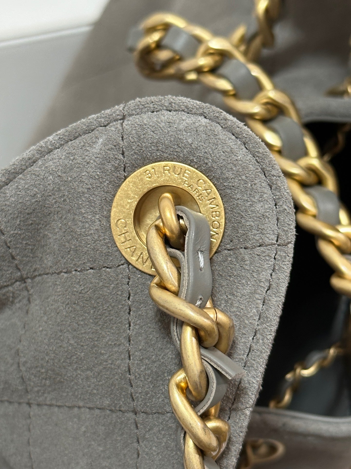 CC 25C Hobo Bags 30cm Warm Grey Suede 243557 mysite