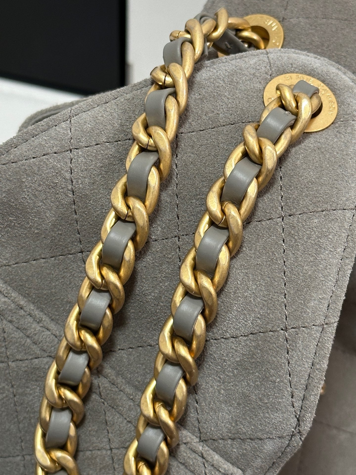 CC 25C Hobo Bags 30cm Warm Grey Suede 243557 mysite