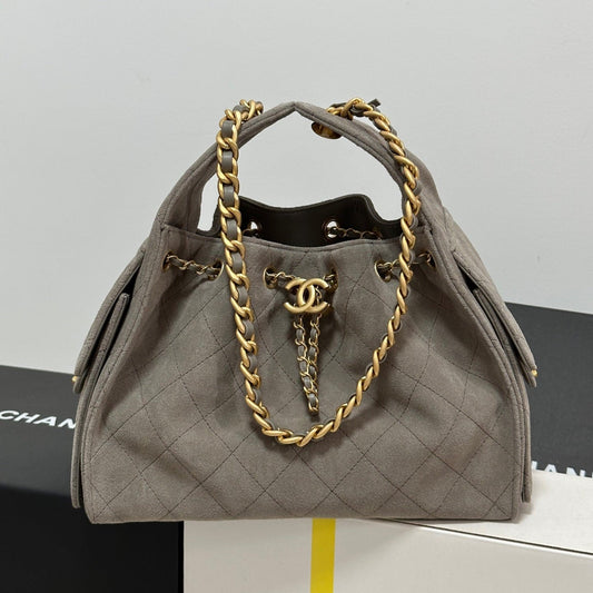 CC 25C Hobo Bags 30cm Warm Grey Suede 243557 mysite