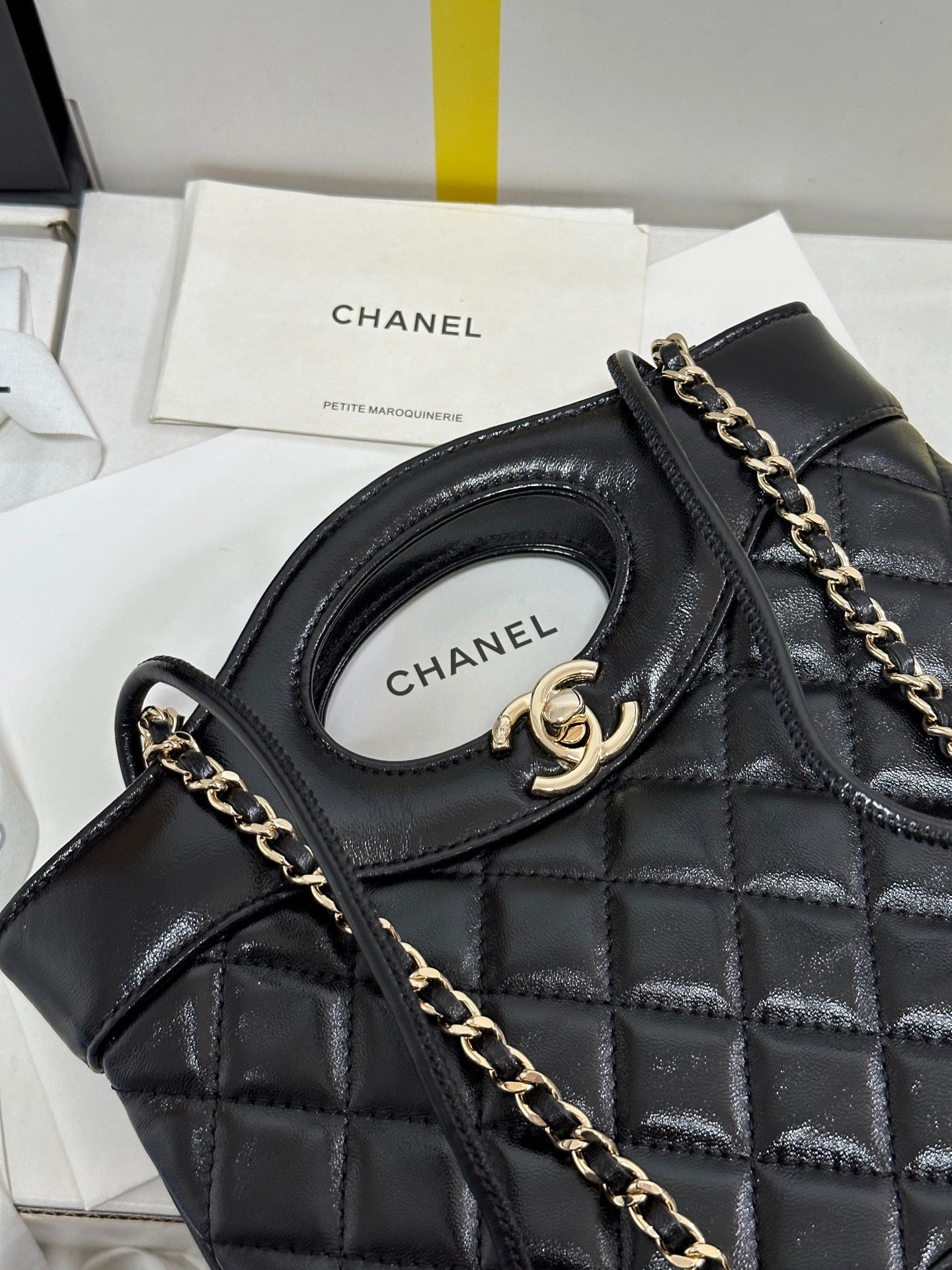 CC 25P Mini 31 Bag Black Waxed Sheepskin Gold Hardware 243582 mysite