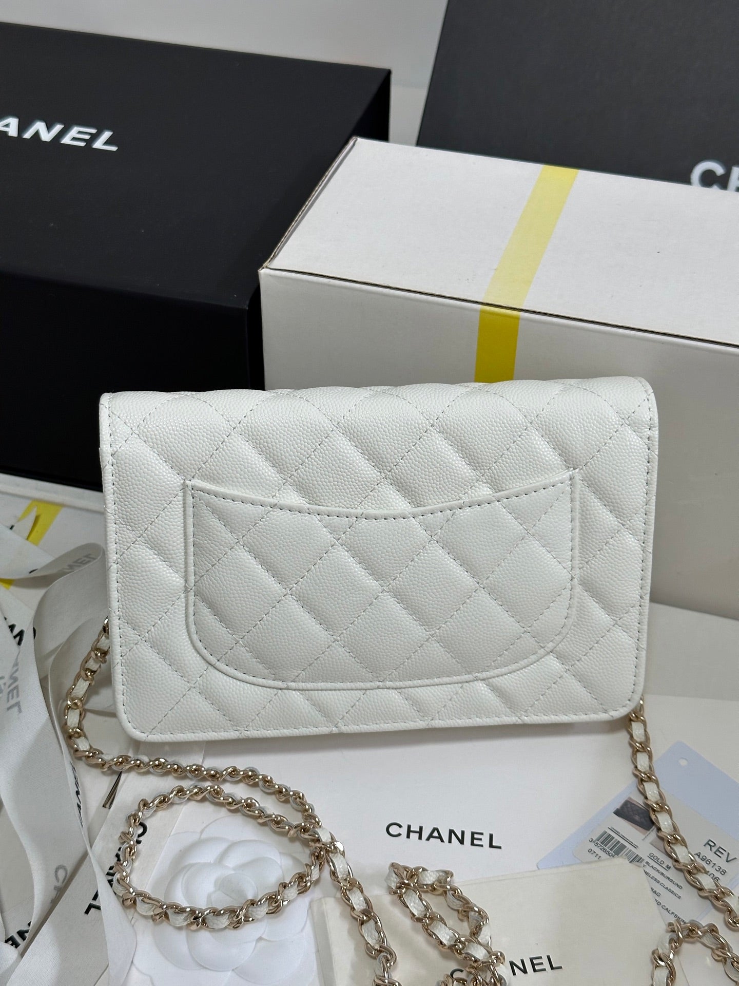 CC 25P Wallet On Chain 19cm White Cowhide Heart Rhinestone 243592 mysite