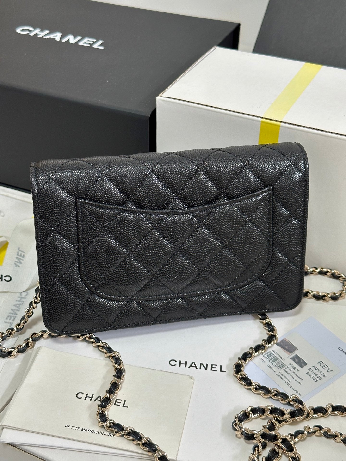 CC 25P Wallet On Chain 19cm Black Cowhide Heart Rhinestone 243601 mysite