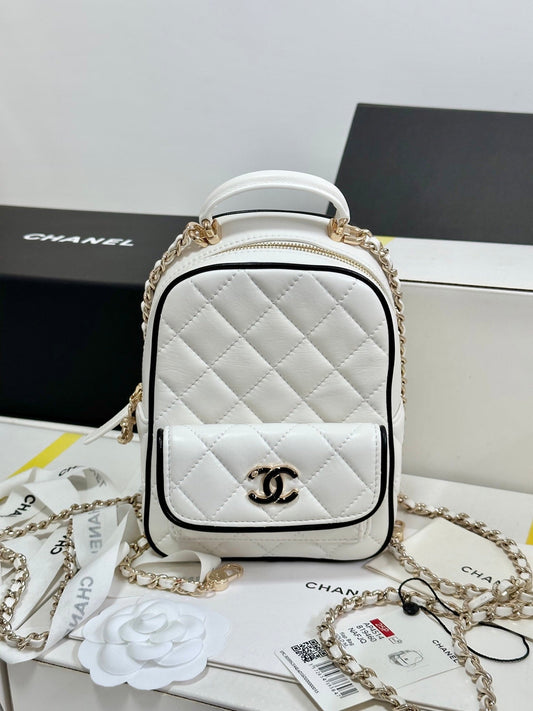 CC 25P Mini Backpack 18 White Black Lambskin Gold Hardware 243521 mysite