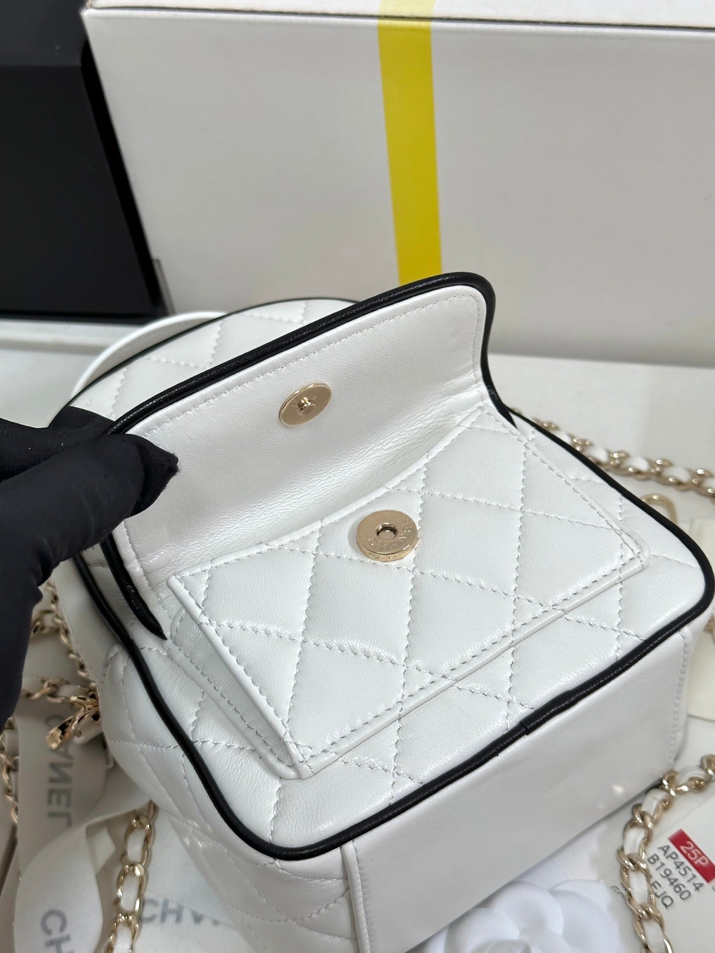 CC 25P Mini Backpack 18 White Black Lambskin Gold Hardware 243521 mysite