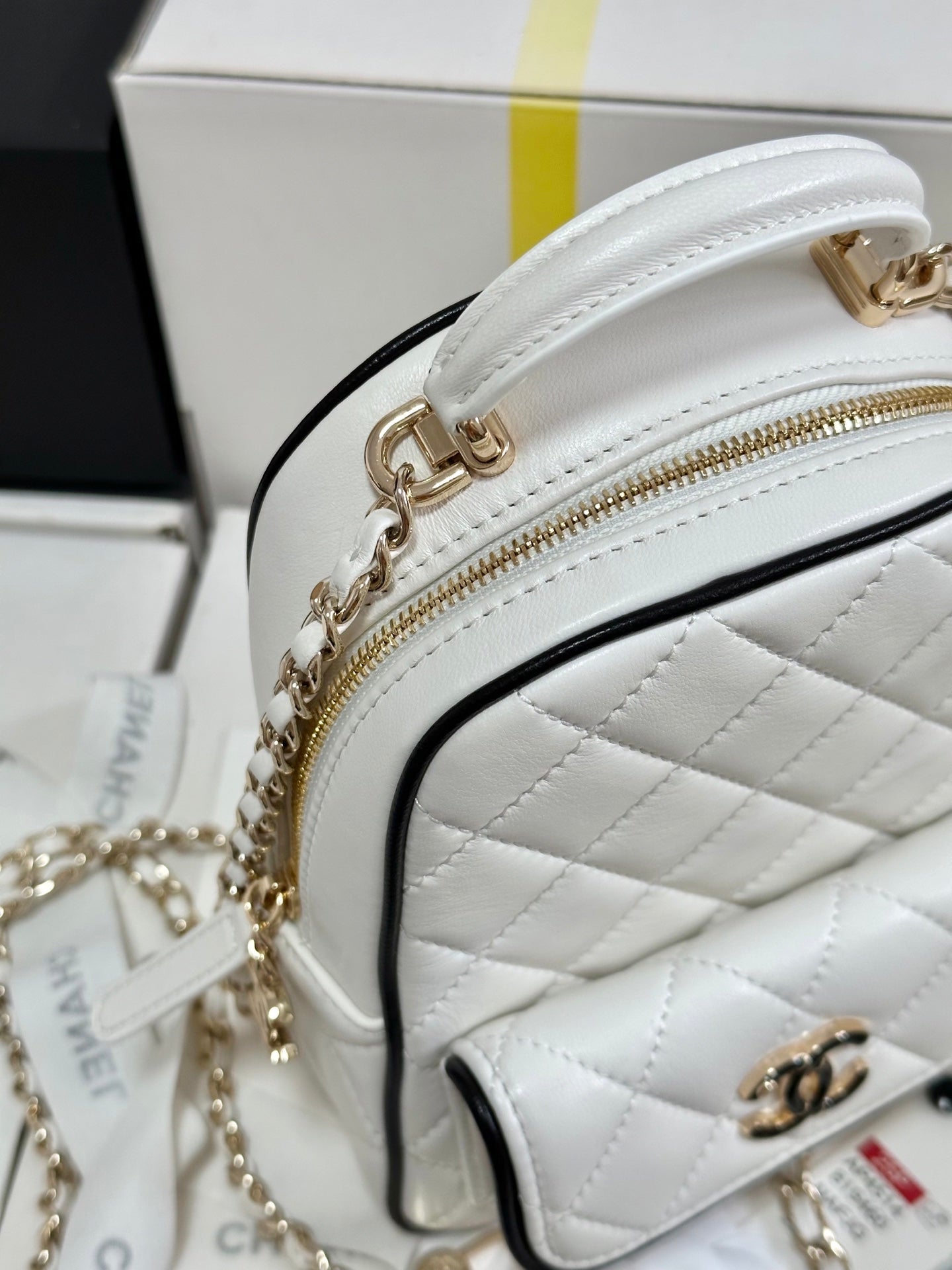 CC 25P Mini Backpack 18 White Black Lambskin Gold Hardware 243521 mysite